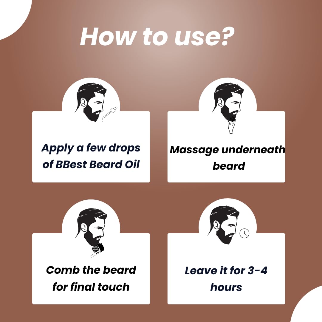 BBEST Premium Hair Growth Oil & Beard Oil for Men - 2 in 1 Professional Treatment with Natural Ingredients - 30ml Bottle - Perfect for Daily Hydration, Styling & Grooming Routine