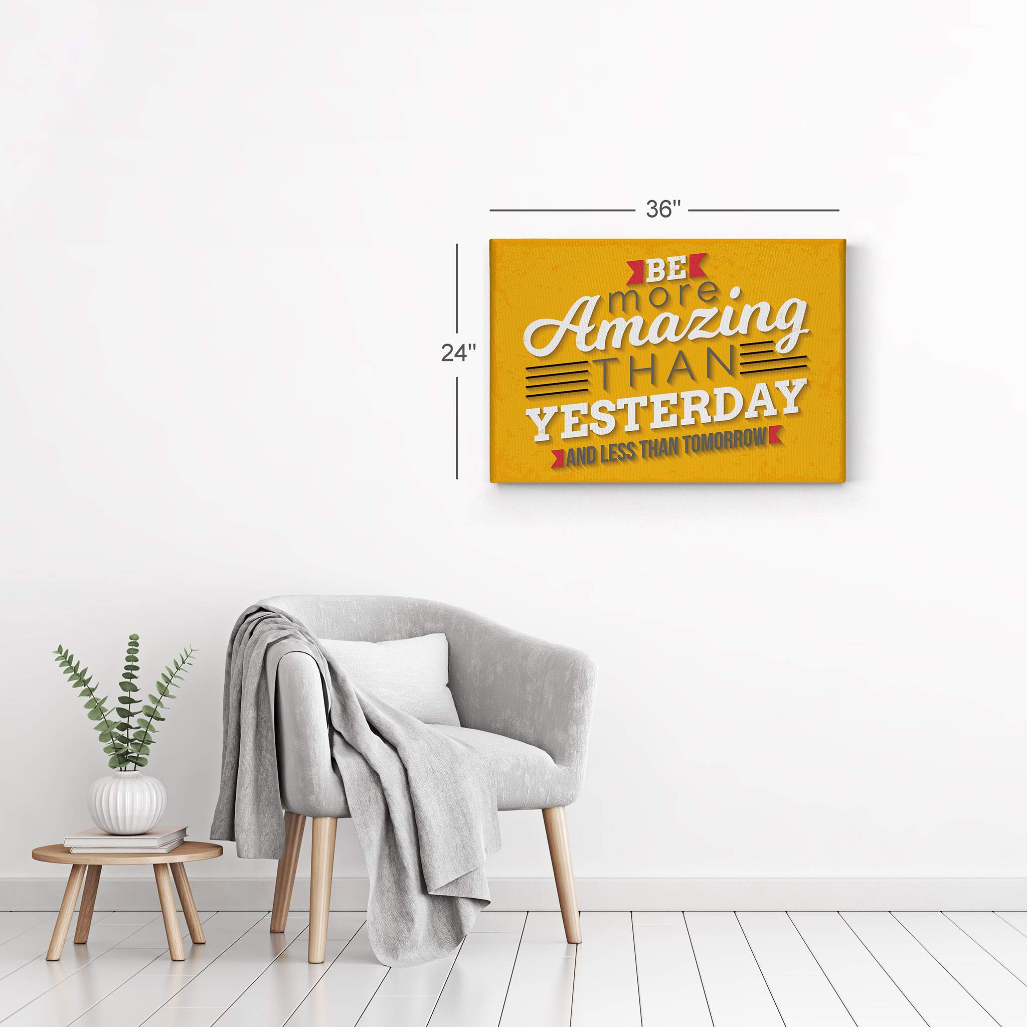 Smile Art Design 'Be More Amazing Than Yesterday' Motivational Gym Quote Canvas Print - Inspirational Home & Office Wall Decor (24x36 Inch) | Ready to Hang | Made in USA | Perfect for Fitness Rooms, Workout Spaces & Motivational Gifts