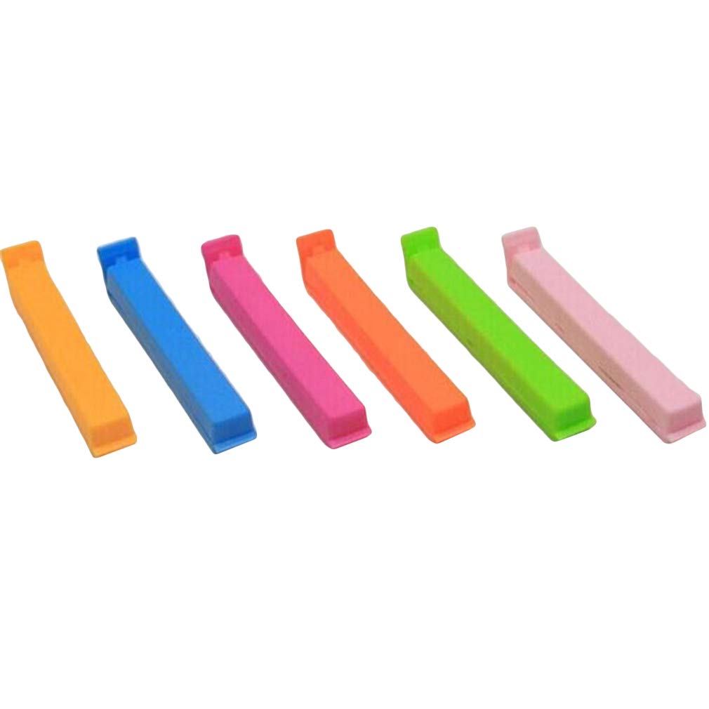 6-Pack Reusable Food Storage Bag Clips - Airtight Snap Closure Chip Bag Sealer for Kitchen, Snacks, Bread, Cereal & More - Keep Food Fresh & Organized
