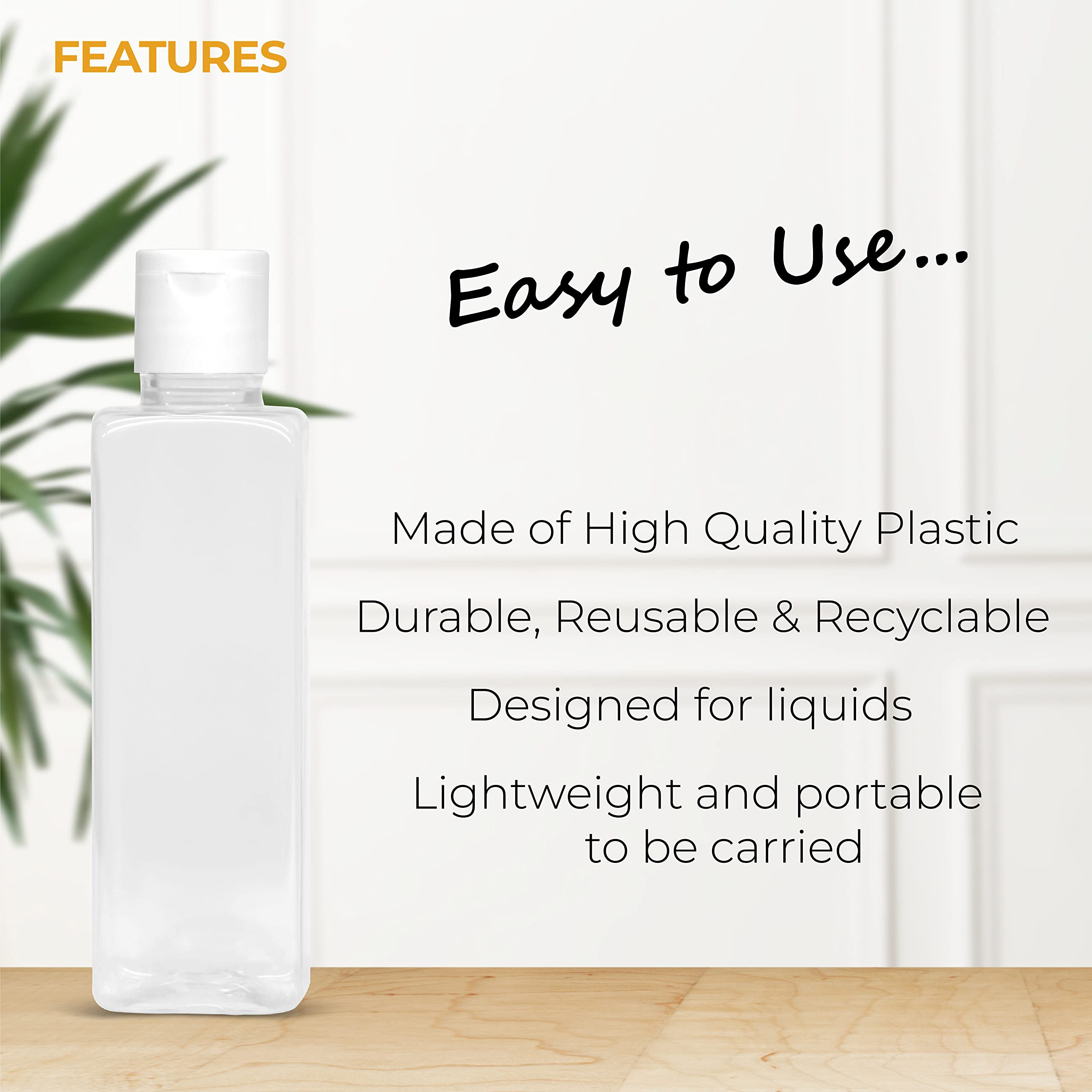 6-Pack 100ml Refillable Travel Bottles - Leak-Proof Clear Squeeze Containers with Flip Top Cap for Toiletries, Shampoo, Lotion | Perfect for Air Travel, Gym, Camping & Home Organization