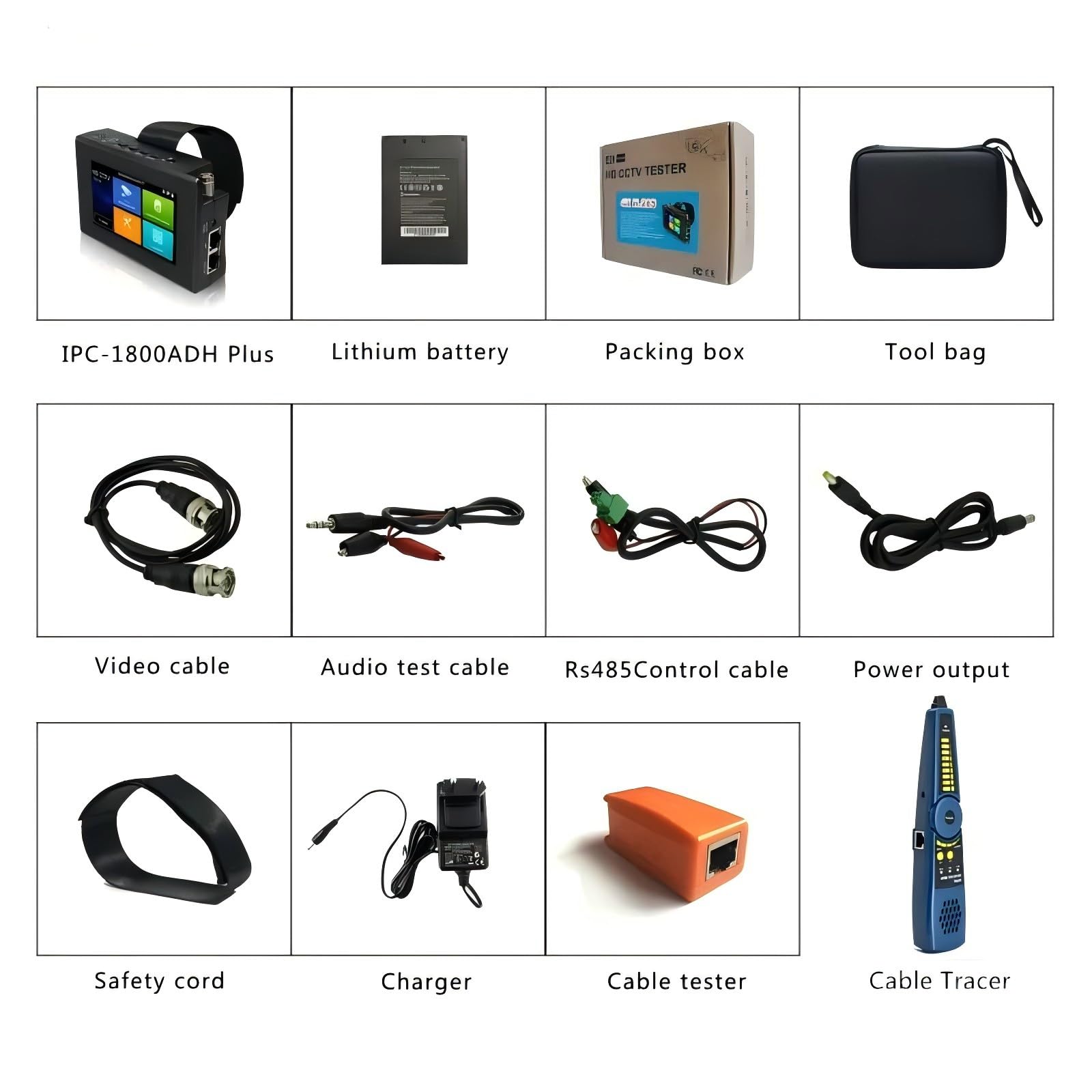 EVERSECU 5-in-1 CCTV Tester with Cable Tracer - Supports 4K IP Camera & 8MP AHD/TVI/CVI/CVBS Analog Cameras - 4