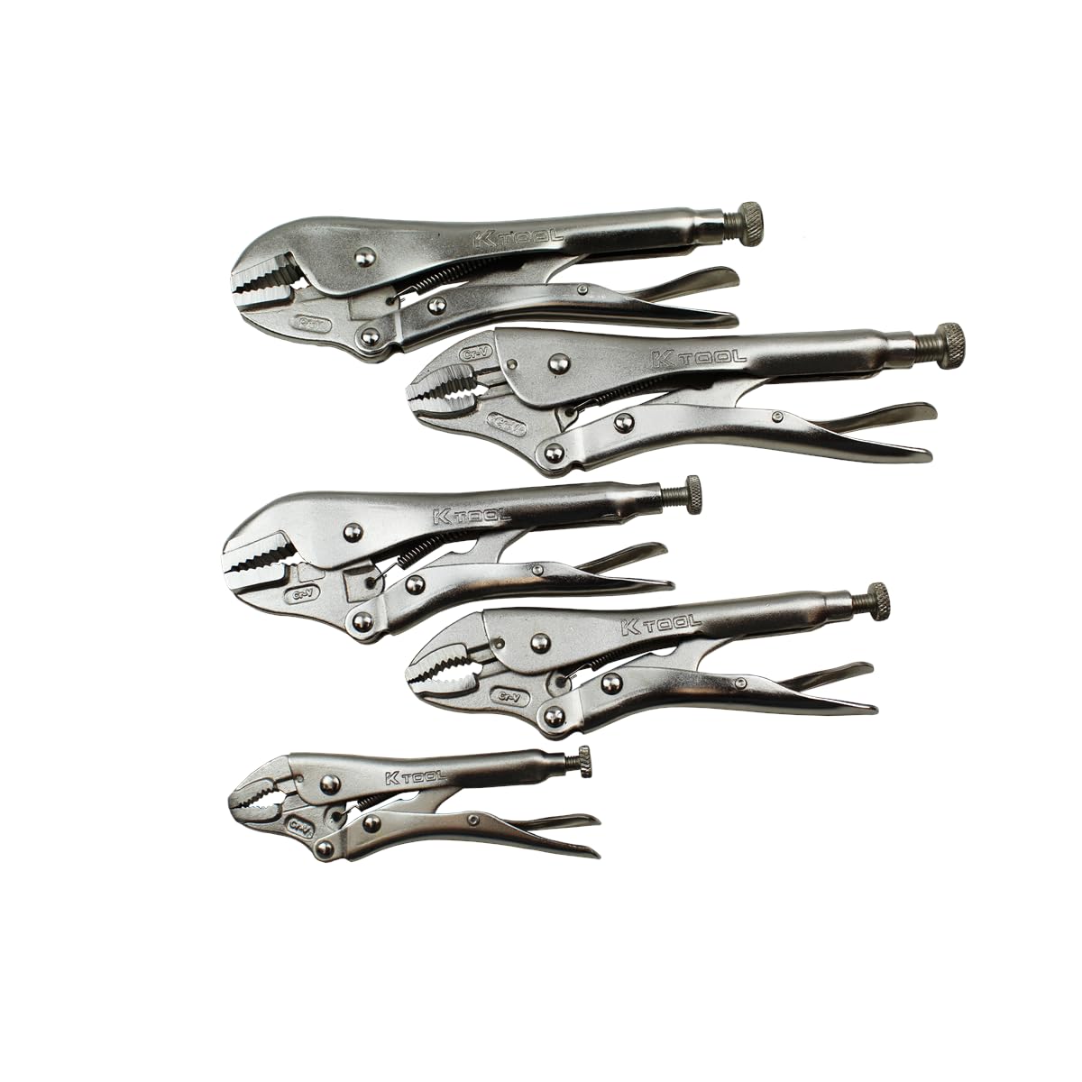 K Tool International 58730 10-Piece Automotive Vice Grip Pliers Set - Locking Straight & Curved Jaw Needle Nose Pliers for Auto Repair, DIY Projects & Garage Use | Heat-Treated Nickel Plated Steel with Organizing Tray | Perfect for Mechanics, Home Workshops & Professional Repair Shops