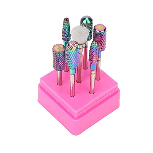 Professional Tungsten Steel Nail Drill Bits Set - Durable & Safe Polishing Heads for Manicure, Pedicure & Nail Art | Perfect for Home Use & Salon Professionals | Includes Multi-Function Grinding Heads (Plated Color Options)