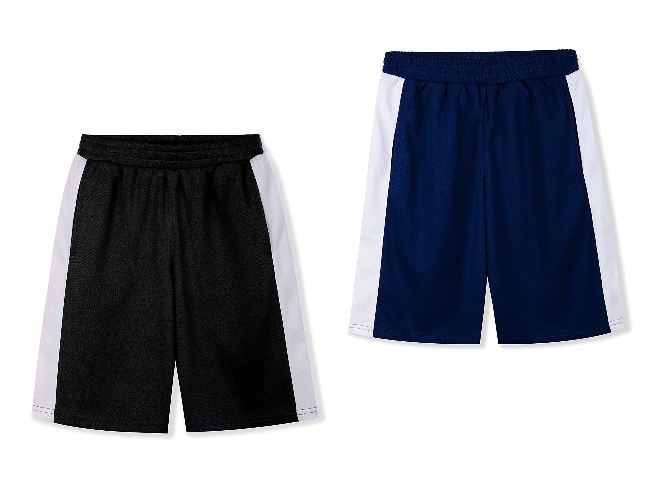 Bienzoe Boys Mesh Athletic Shorts - Quick Dry, Elastic Waist, Breathable Cooling Active Shorts for Youth & Kids - 2 Pack - Perfect for Running, Basketball, Gym & Summer Outdoor Activities