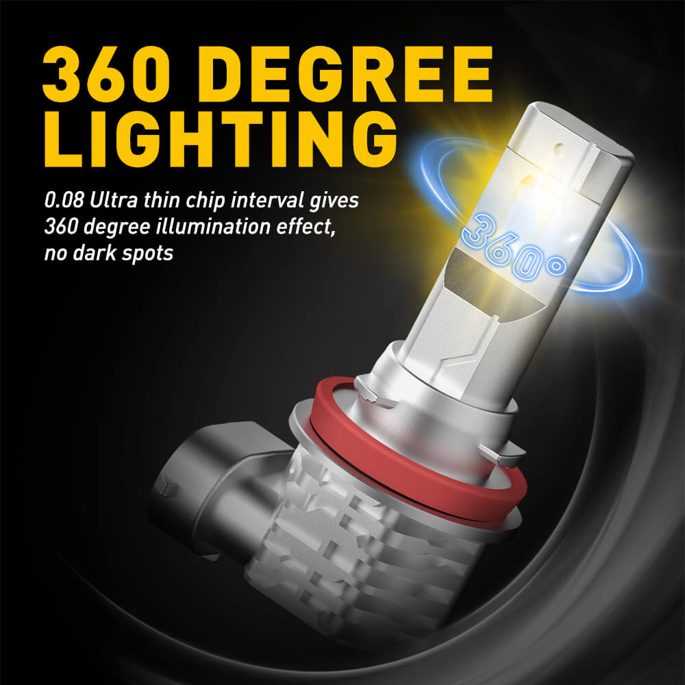 AUXITO H11 H8 H9 LED Fog Light Bulbs - 300% Brighter, Fanless Design, 6000K White/3000K Golden Yellow, 18W CSP LED Chips - Perfect for Trucks, SUVs, and Off-Road Vehicles in Foggy or Low Visibility Conditions