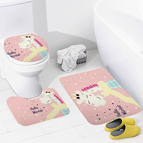 Hello Winter Cartoon Giraffe Pink