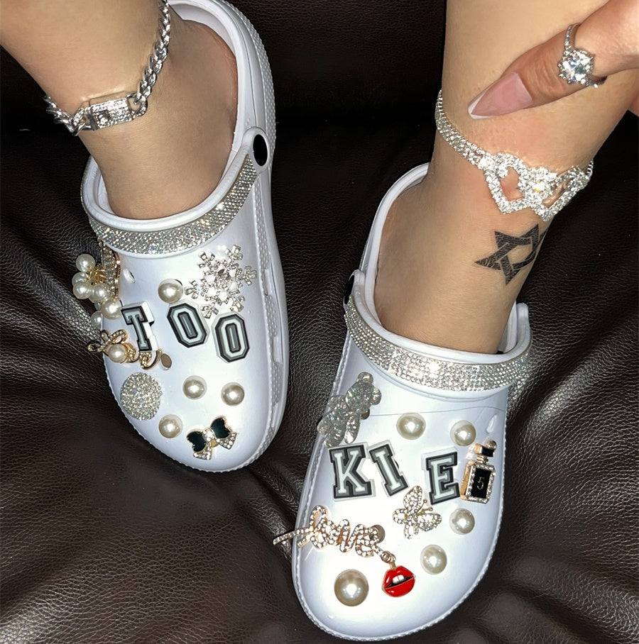Sparkling Rhinestone Pearl Clogs for Women - Comfortable Slip-On Sandals with Crystals & Pearls | Perfect for Weddings, Parties & Summer Outfits
