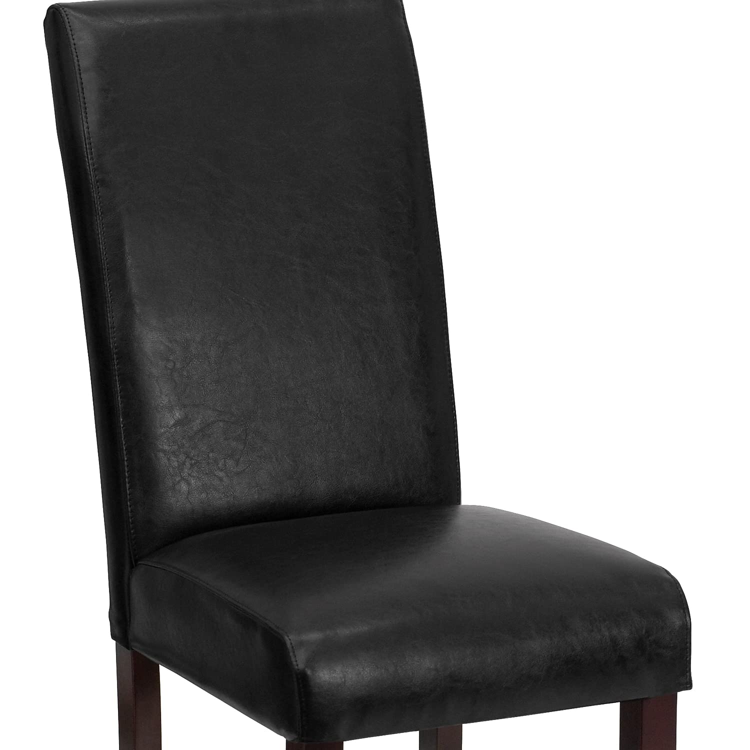 Flash Furniture Godrich Set of 2 Traditional Black LeatherSoft Upholstered Panel Back Parsons Dining Chairs - Elegant Dining Room Seating for Home, Restaurant or Office Use