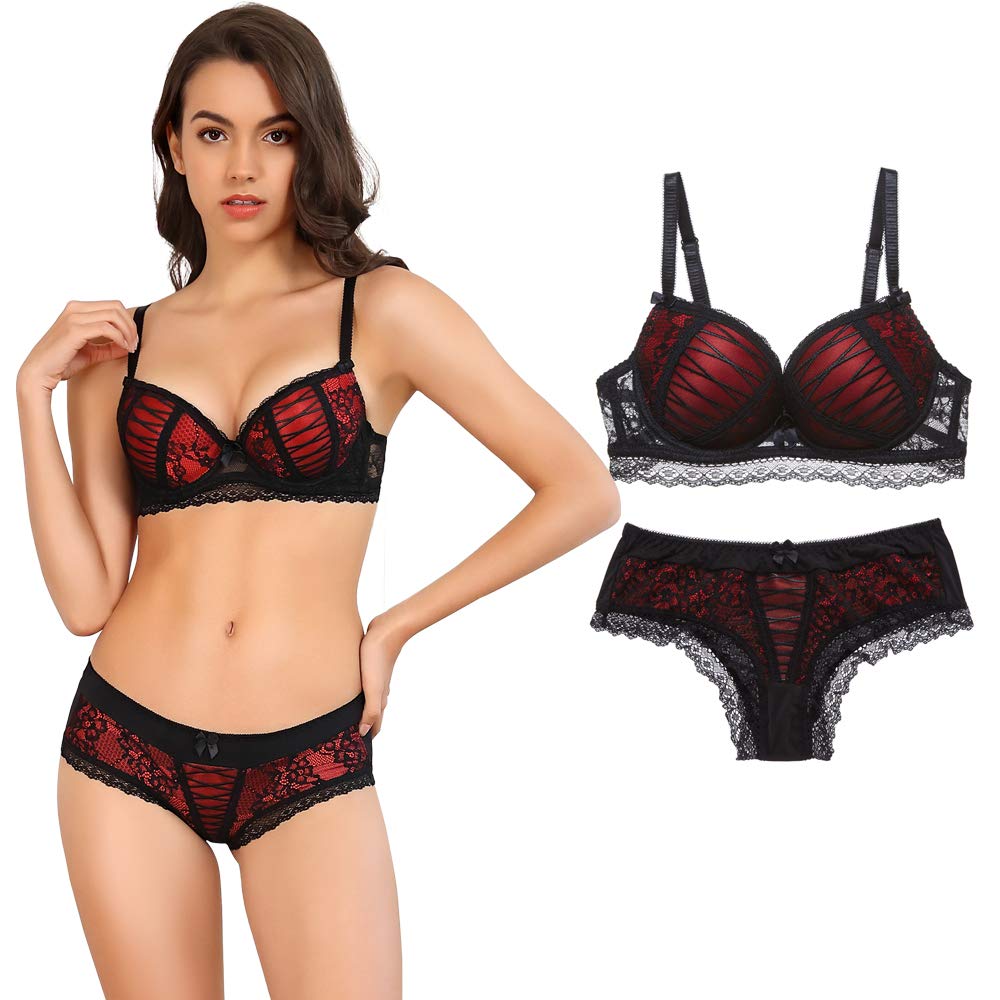 Sexy Lace Bra and Panty Set for Women - Push Up Underwire Lingerie with Comfortable Everyday Wear | Perfect for Date Nights, Special Occasions & Daily Comfort