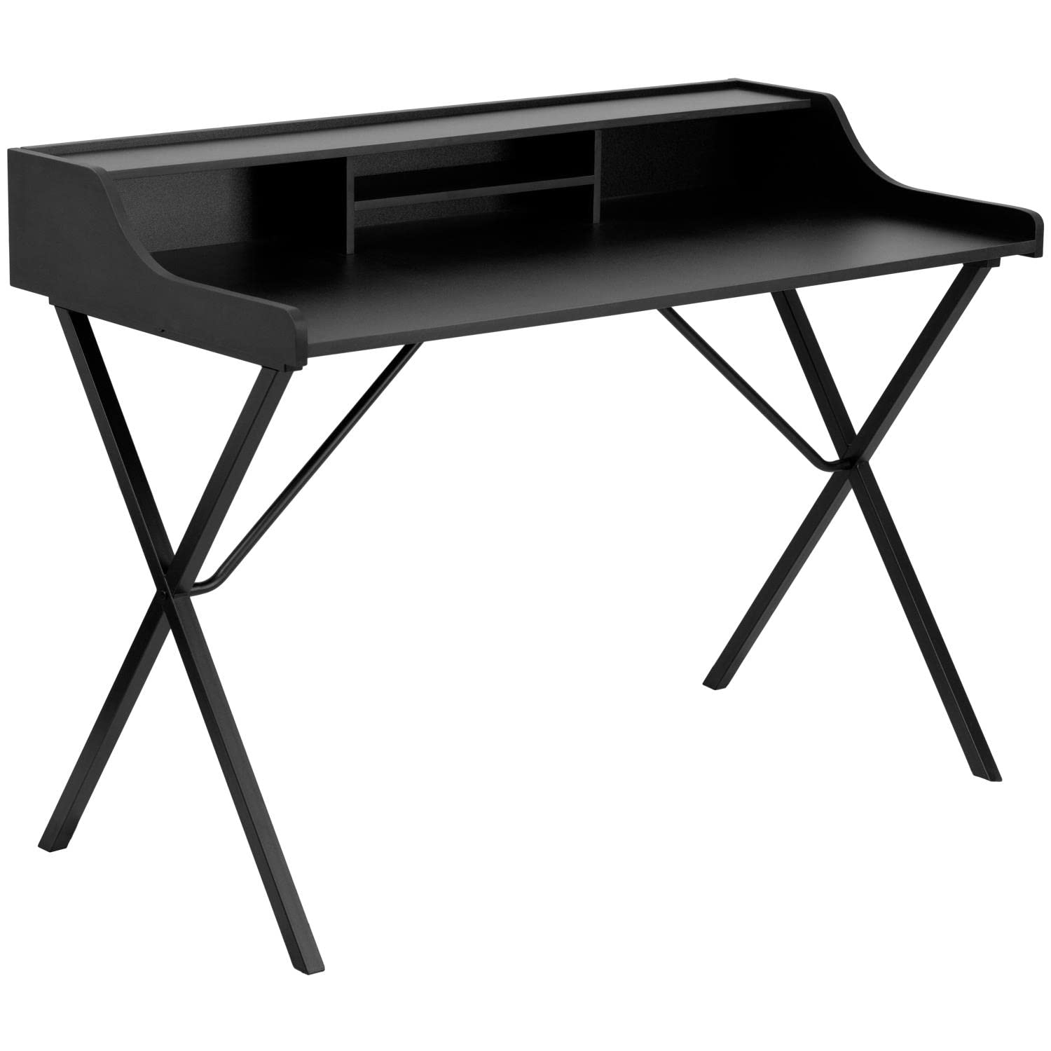 Flash Furniture Black Computer Desk with Top Shelf - Modern Home Office Desk for Work & Study, Compact Writing Desk for Small Spaces, Durable Workstation for PC & Laptop Use