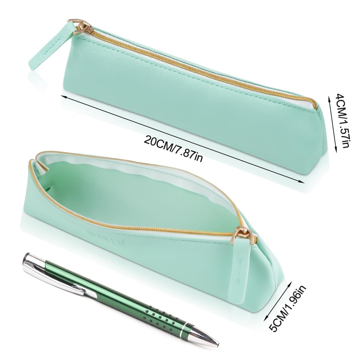 5 Pack Leather Pencil Case - Slim Zippered Stationery Organizer for Pens, Markers & Cosmetics | Cute Portable Pouch for School, Office & Travel Essentials