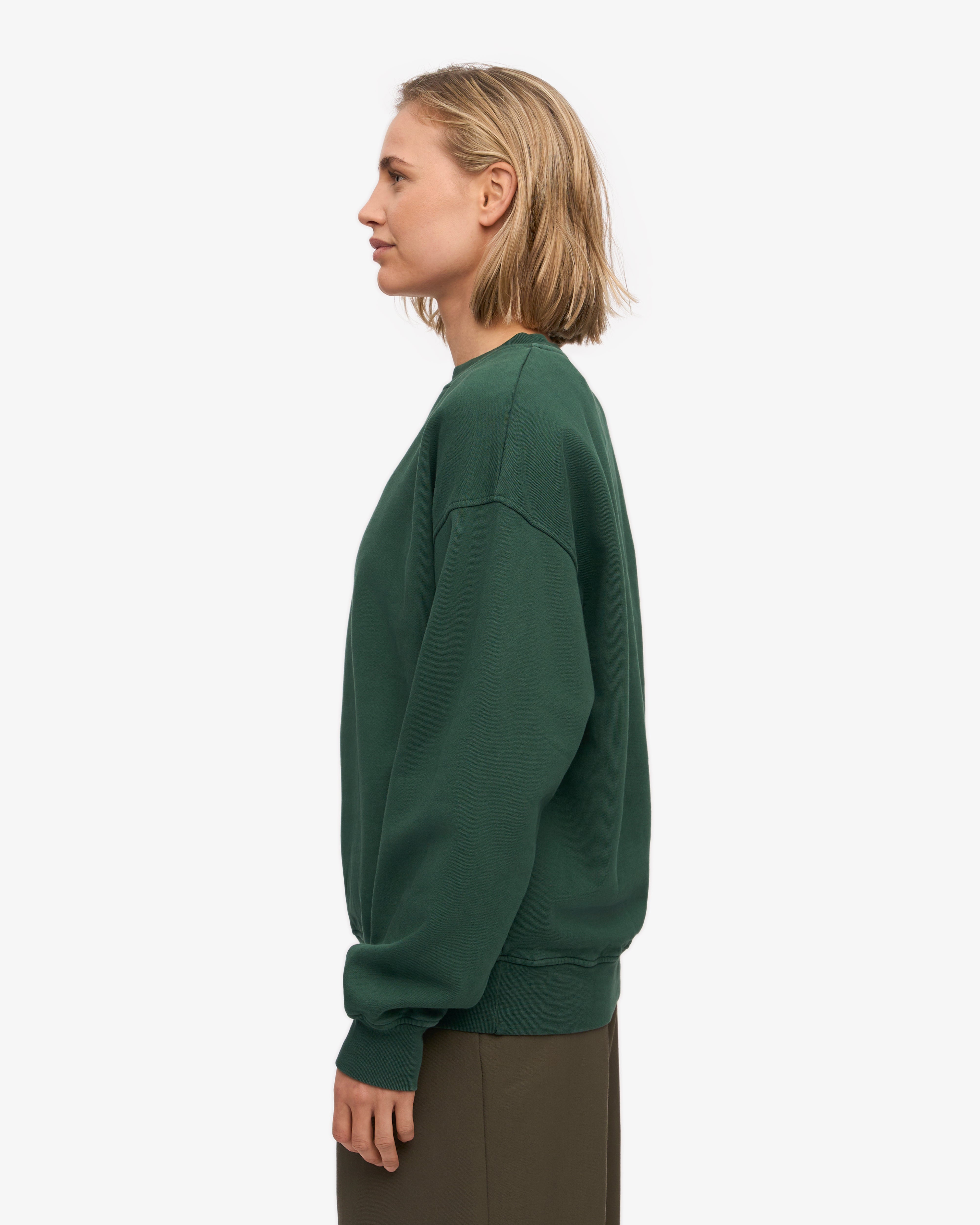 Organic Oversized Crewneck Sweatshirt - Emerald Green - Soft & Comfortable Pullover for Women - Perfect for Casual Wear, Loungewear & Cozy Outfits