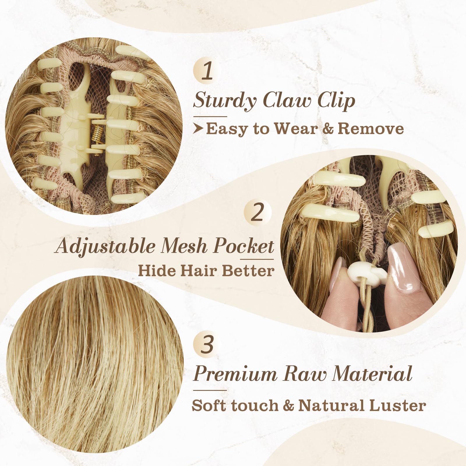8 Inch Claw Clip Hair Bun Extension for Straight Hair - Perfect for Updos, Ponytails & Everyday Hairstyles
