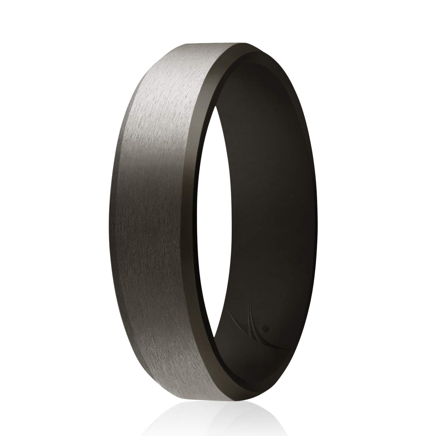 ROQ Silicone Rubber Wedding Ring for Men - Comfort Fit Breathable Engagement Band, 6mm Wide 2mm Thick Beveled Edge, Multi-Pack & Colors - Perfect for Active Lifestyles, Gym, Swimming & Outdoor Adventures