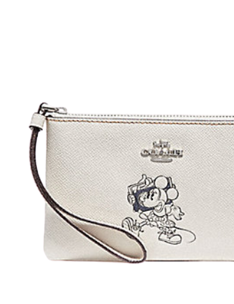 Coach Corner Zip Wristlet with Minnie Mouse Motif - Stylish Disney Crossbody Bag for Women, Perfect for Travel, Shopping & Everyday Use