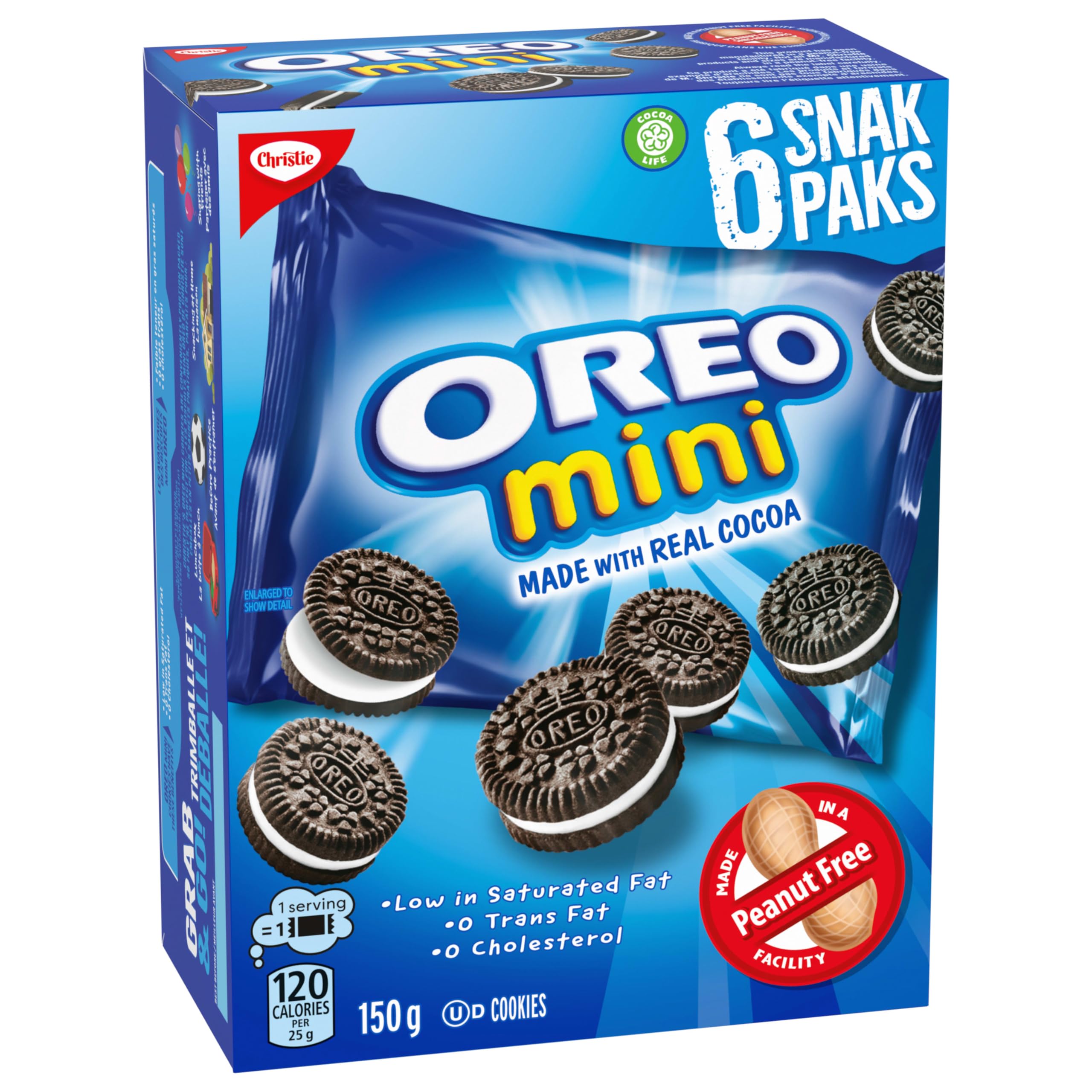 OREO Mini Original Chocolate Sandwich Cookies - Peanut-Free, Individually Wrapped Snack Packs (150g) - Perfect for School Lunches, Office Snacks & On-the-Go Treats