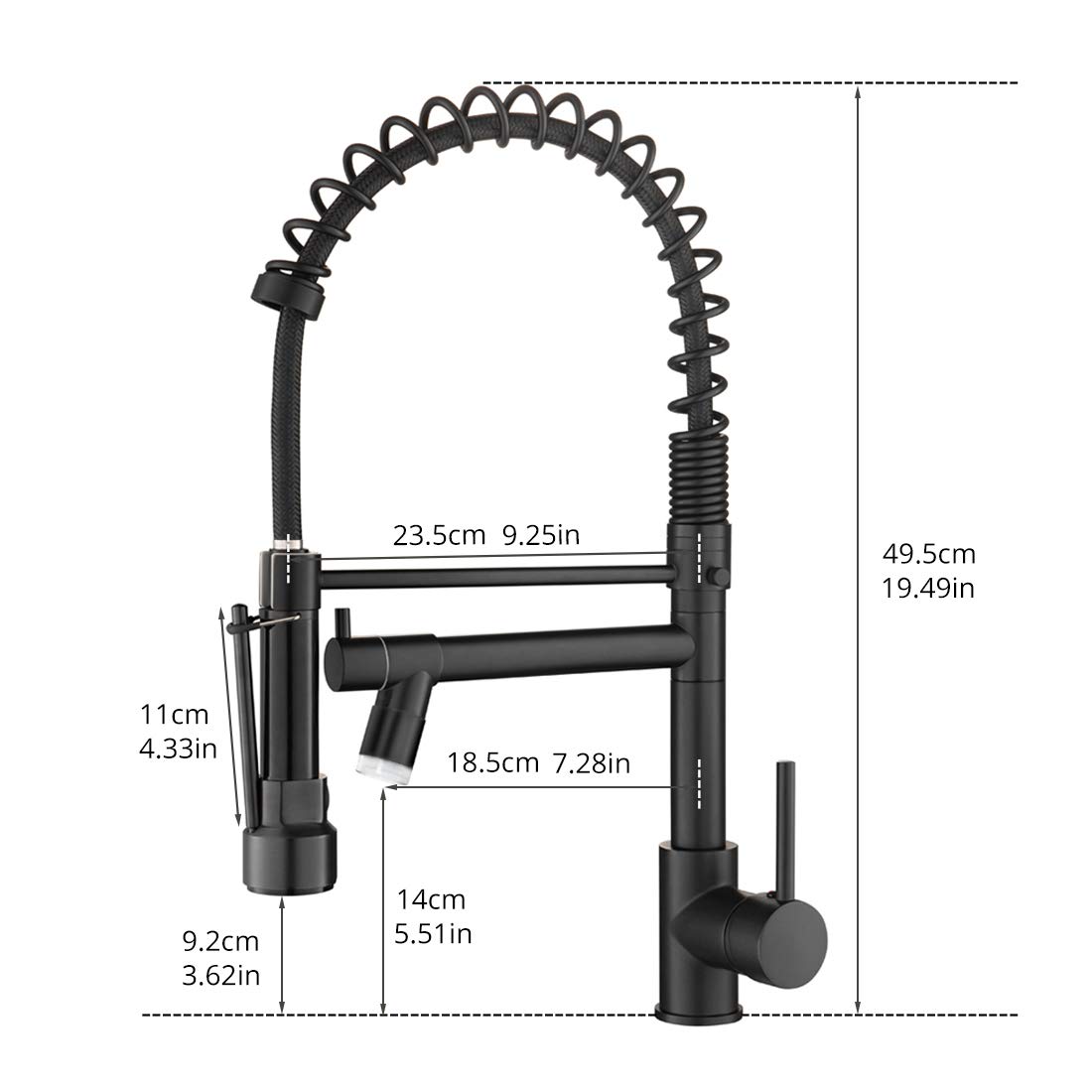Commercial Black Kitchen Faucet with Pull Down Sprayer & LED Light - Single Handle High Arc Brushed Nickel Sink Faucet for Restaurant, Bar, and Home Kitchen Use
