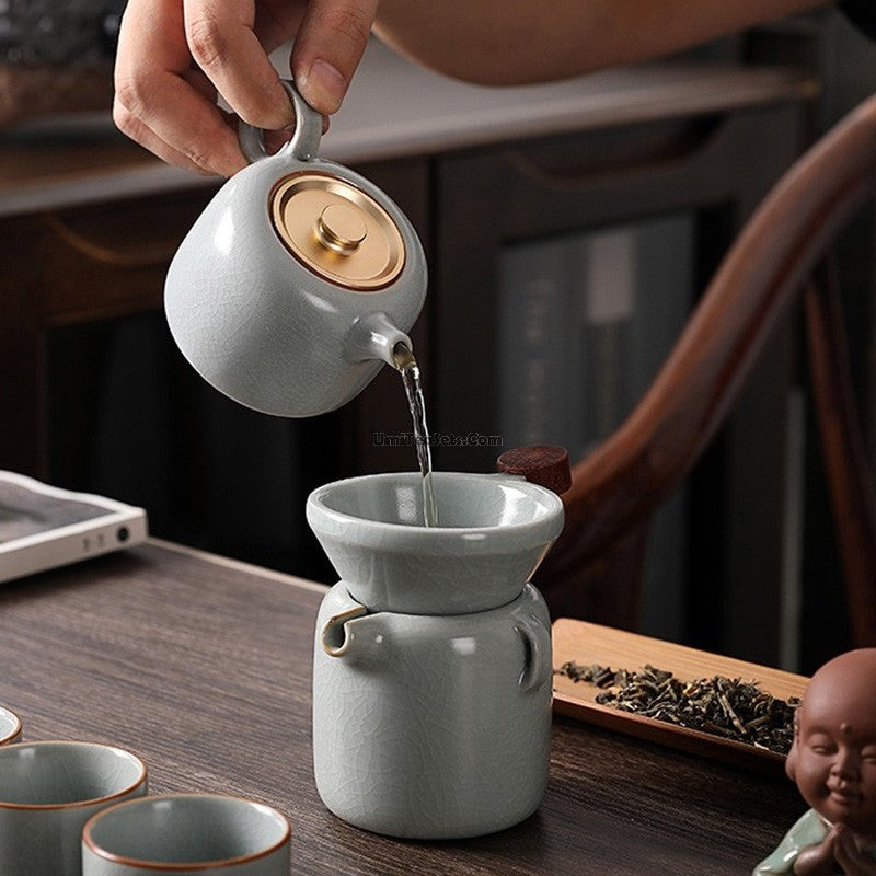 Premium Ruyao Ice Crack Chinese Tea Set - Handcrafted Ceramic Tea Cups & Pot for Home, Office & Gifting - Perfect for Traditional Tea Ceremonies & Relaxation