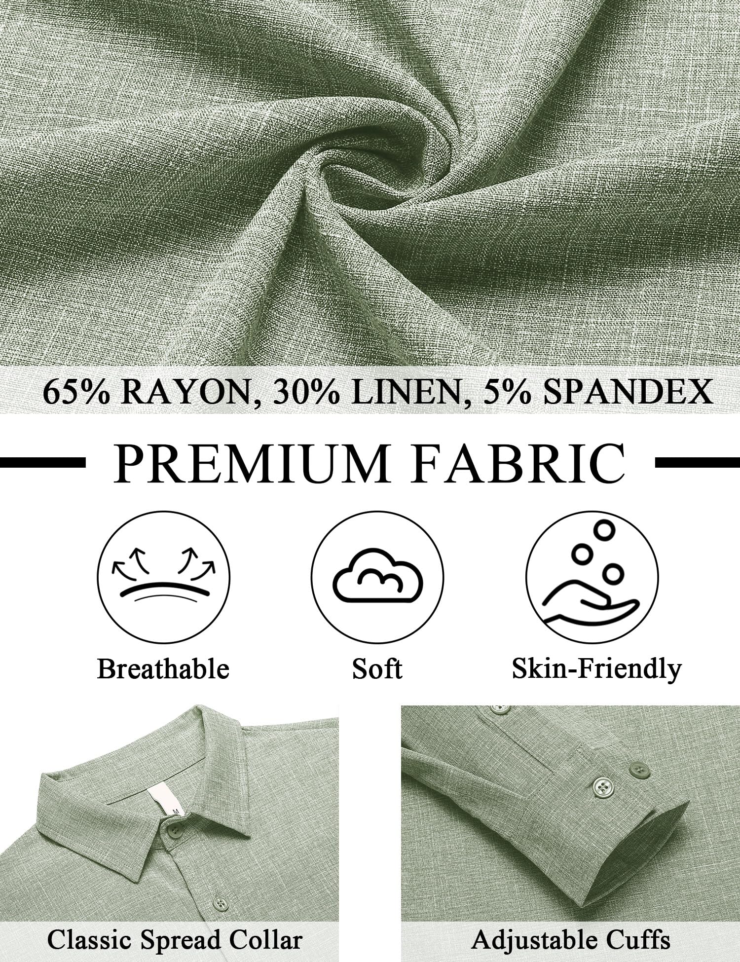 LETSEE Men's Linen Shirts - Long Sleeve Casual Button Down Shirt for Business & Beach Wear | Breathable Summer Office & Vacation Tops for Men