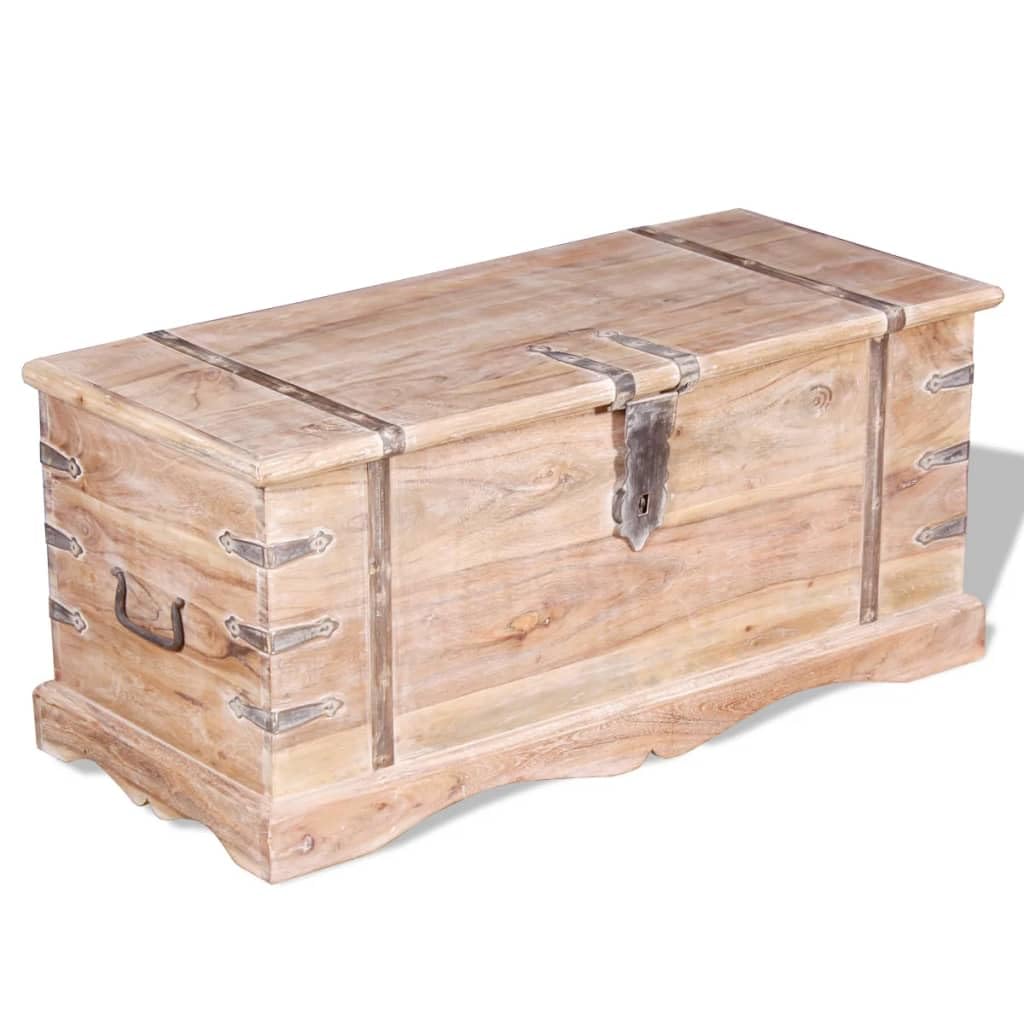 Solid Wood Storage Chest with Lock - Light Brown Organizer Cabinet for Hallway, Entryway & Bedroom - 35.4