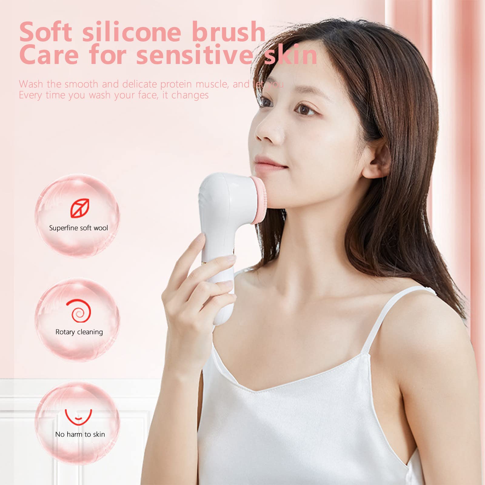 3-in-1 Waterproof Facial Cleansing Brush with 3 Heads - Exfoliate & Massage for Deep Cleansing | Spa & Travel Use
