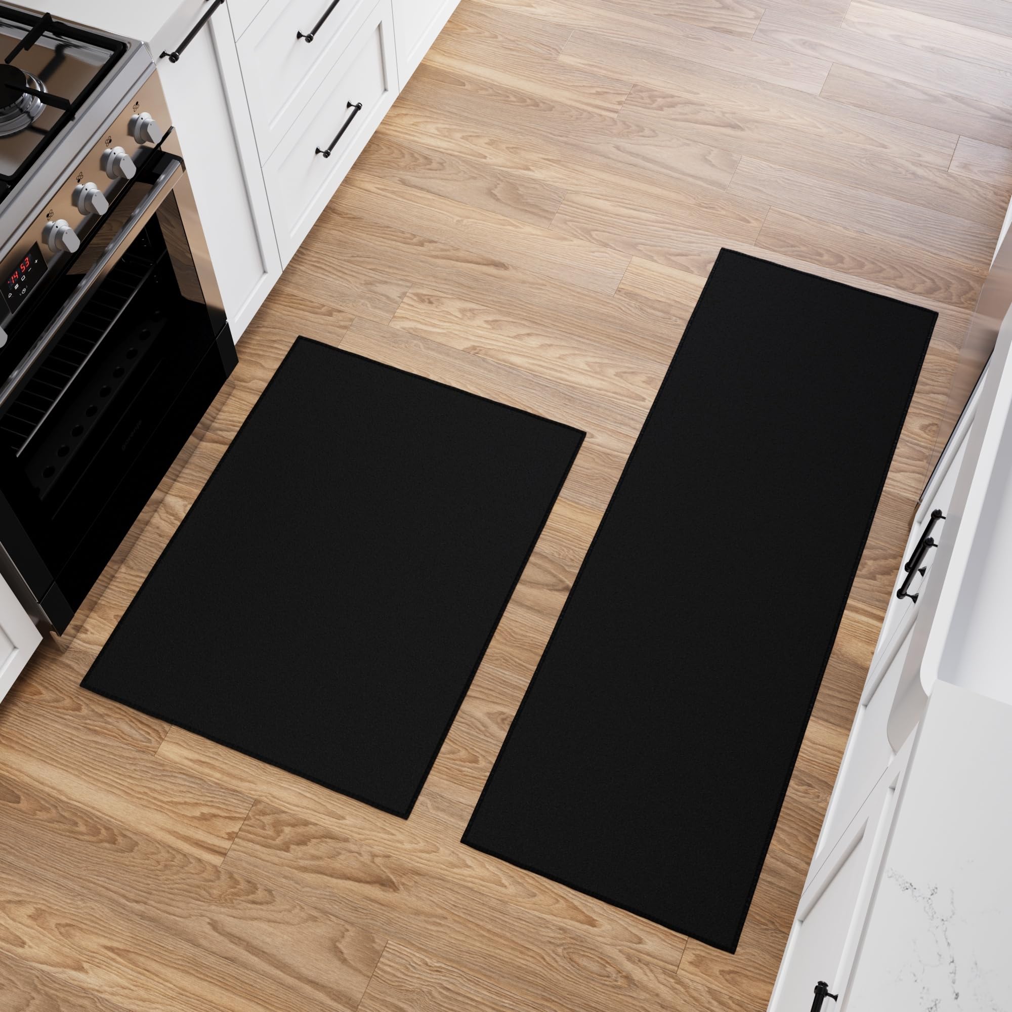 Ottomanson 2-Piece Non-Slip Kitchen Rug Set - Durable Stain-Resistant Runner (20