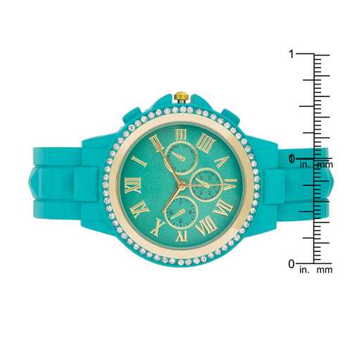 Ava Gold Turquoise Metal Watch with Crystals - Elegant Women's Fashion Watch for Daily Wear, Parties & Special Occasions