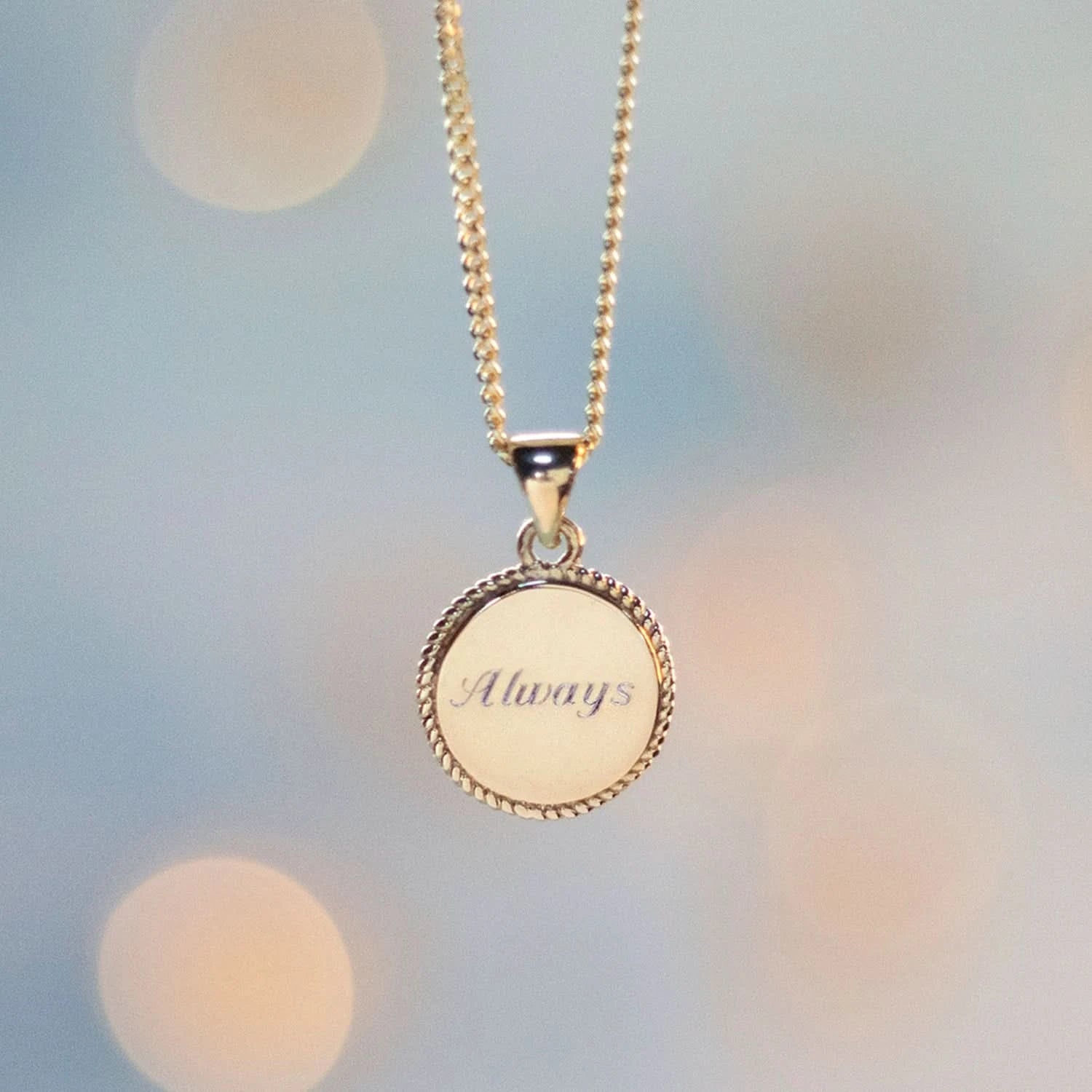 Personalized Engravable Disc Necklace in 14K Gold - Perfect for Anniversary Gifts, Valentine's Day & Special Occasions
