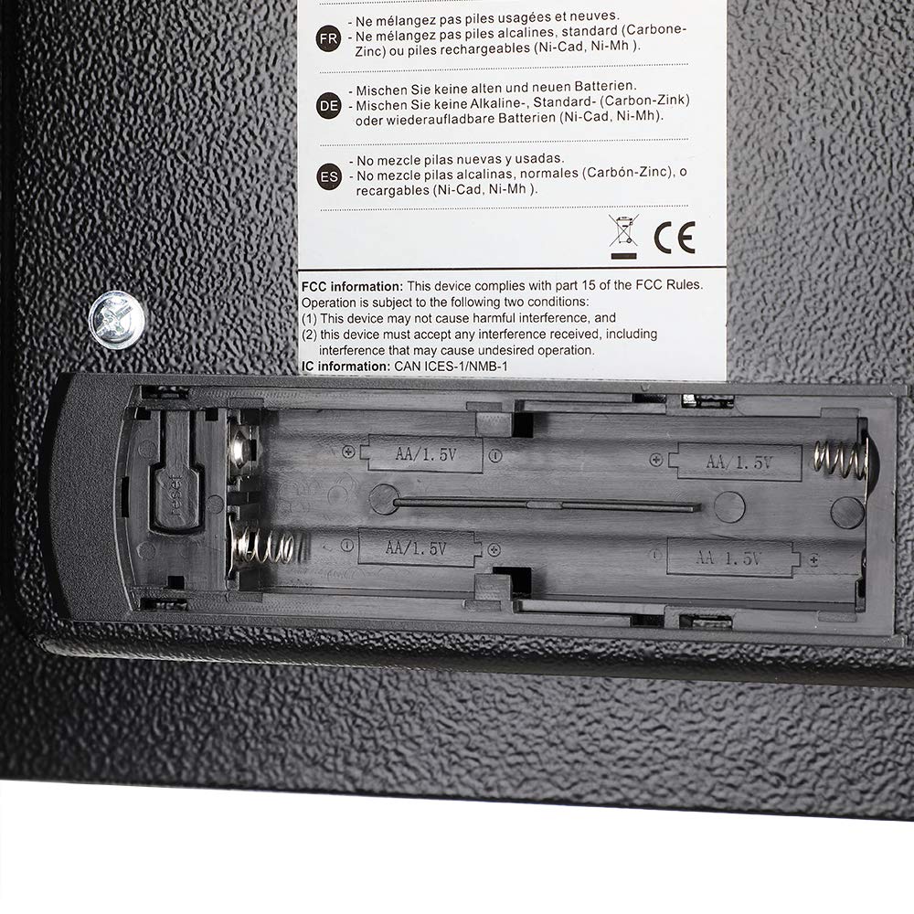 Amazon Basics Steel Security Safe with AA Batteries - 1.2 Cubic Feet Digital Safe for Home & Office - Protect Cash, Jewelry, Passports, Documents - Black (16.93 x 14.57 x 10.63 Inches) - Ideal for Bedroom, Closet, or Small Business Security Storage