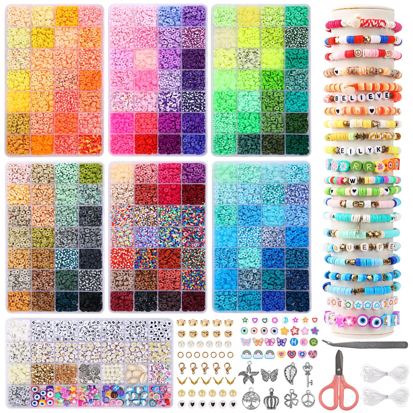 QUEFE 22000pcs Clay Beads for Jewelry Making - 176 Colors Flat Heishi Beads Kit for DIY Bracelets, Necklaces & Crafts | Perfect for Kids, Teens & Adults Creative Gifts, Party Favors & Art Projects