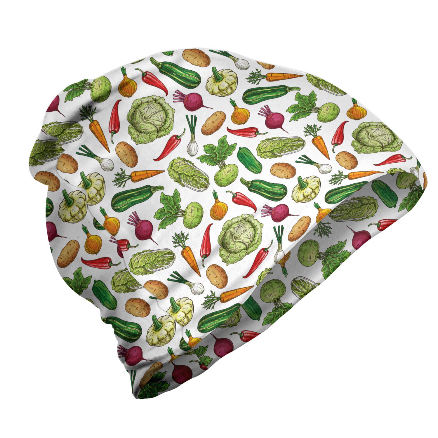 Ambesonne Unisex Beanie - Colorful Food Print Winter Hat for Men & Women - Warm Knit Beanie for Hiking, Skiing, Outdoor Activities & Casual Winter Fashion