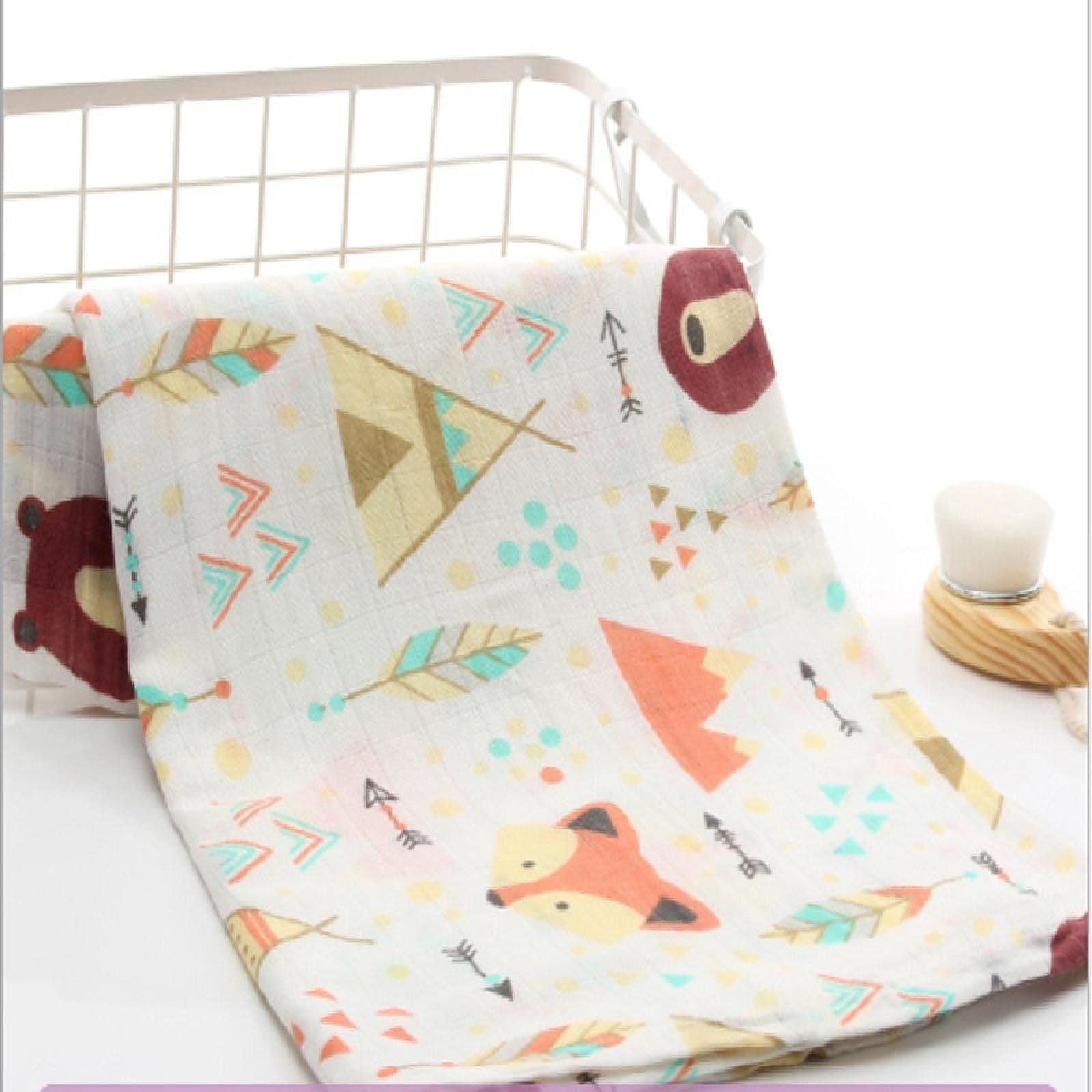 DNAEGH Soft Muslin Baby Blanket - 100% Pure Cotton Swaddle Wrap, Newborn Toddler Bath Towel & Multi-Functional Blanket (120x110cm) - Perfect for Swaddling, Nursing, Stroller & Playtime