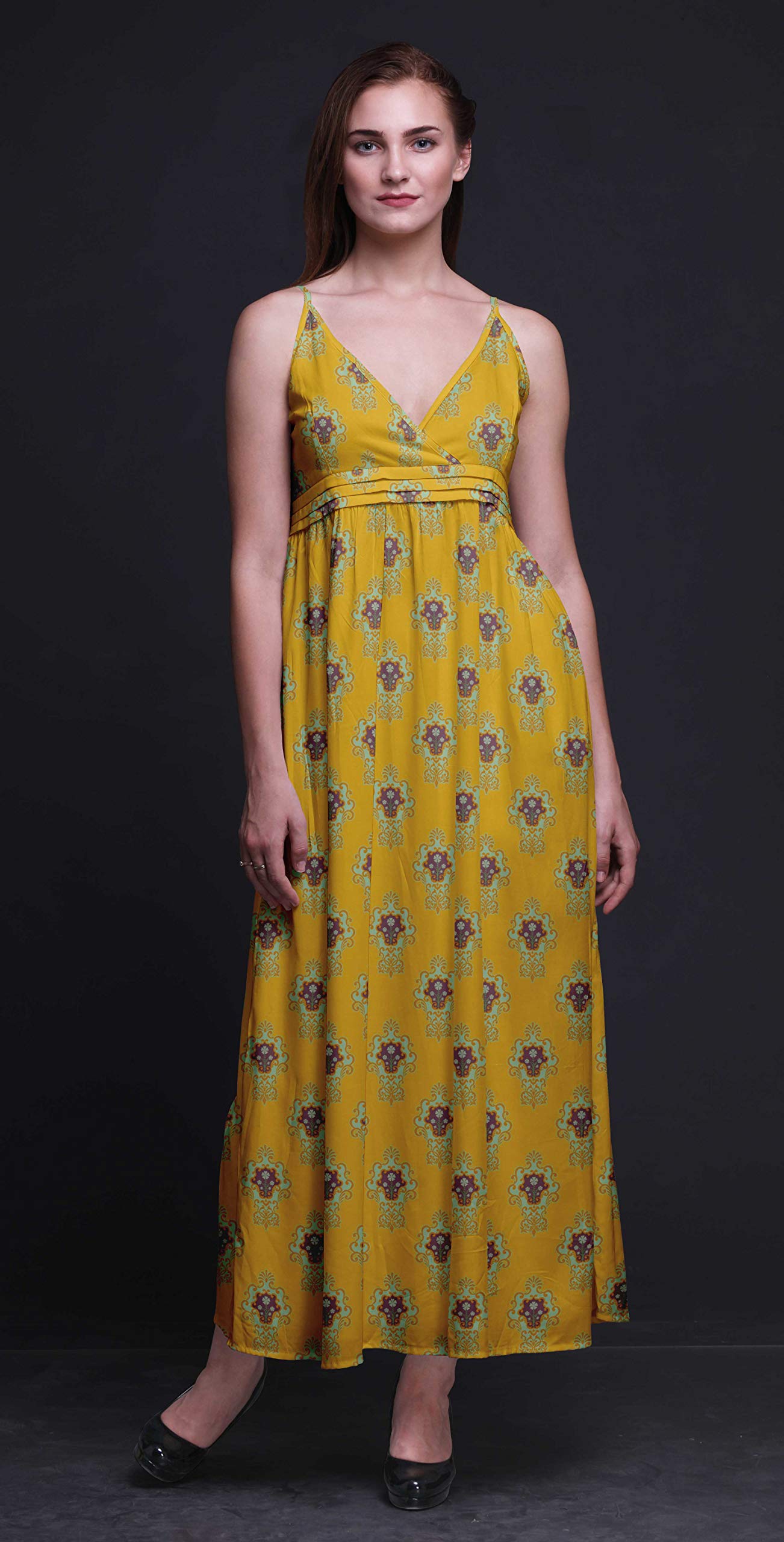 Bimba Women's Printed Sleeveless Bohemian Maxi Dress - Strappy Summer Beach Cover Up for Vacation, Pool Party & Outdoor Date Night