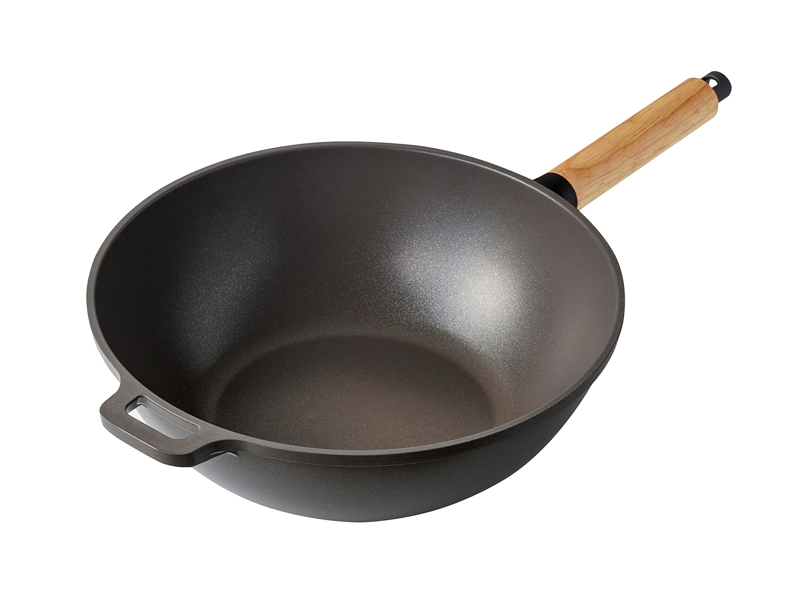 Dr. Hows Bosque 11-Inch Nonstick Wok Pan - Large Stir Fry Skillet with Oak Wood Handle - Triple-Layer Coating for Home & Professional Cooking - Lightweight, Works on Gas, Electric & Induction Stoves - Perfect for Asian Stir-Fry, Sautéing & Deep Frying