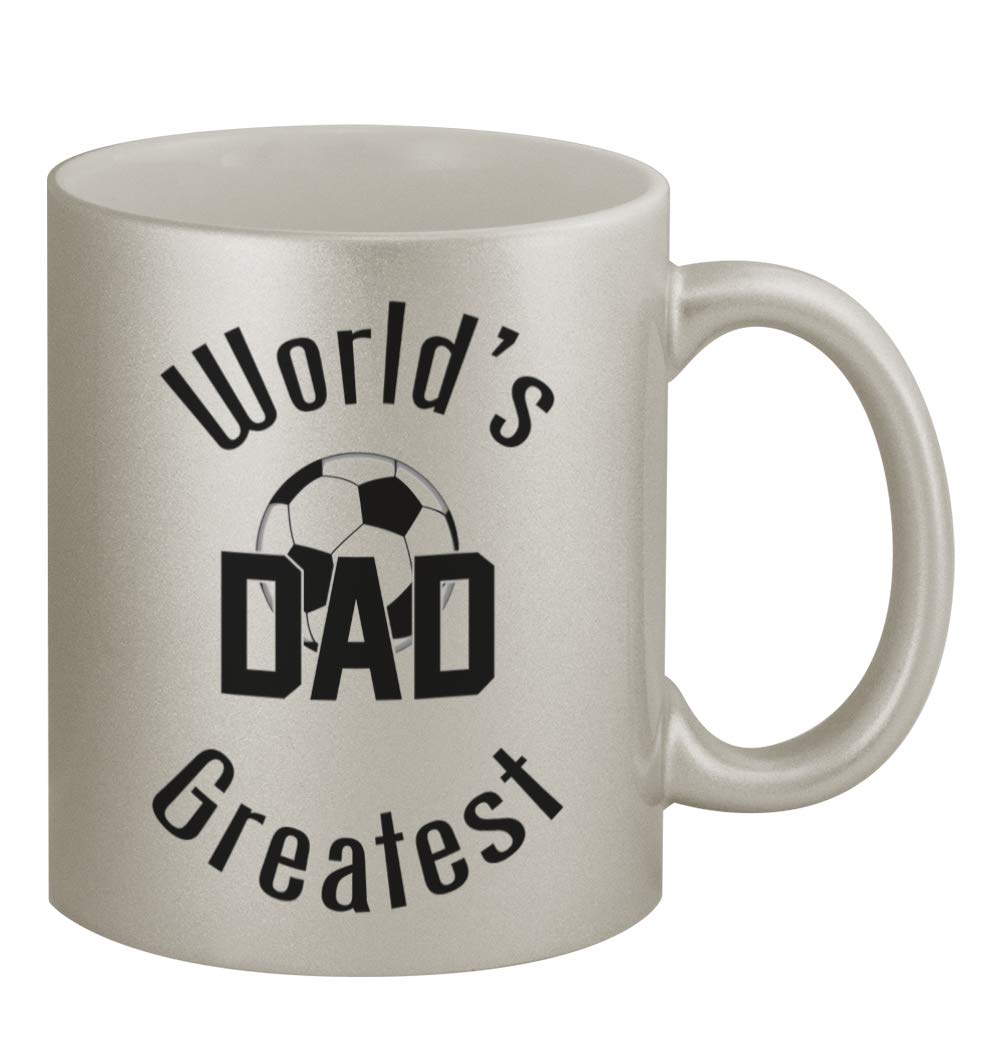 World's Greatest Soccer Dad #284 - Funny 11oz Silver Coffee Mug for Father's Day, Gifts, Office & Home Use