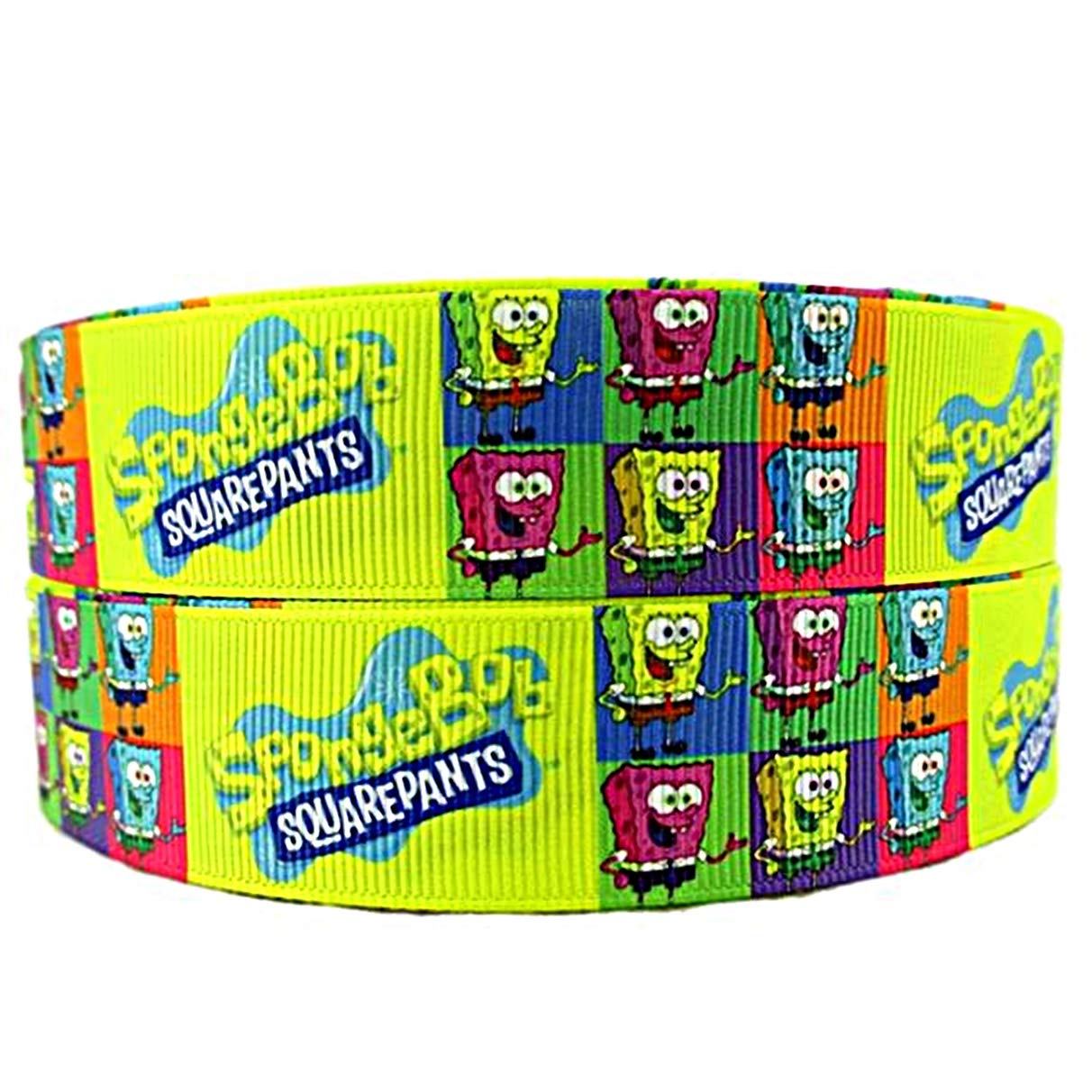 Spongebob Squarepants 1-Inch Wide Colorful Repeat Ribbon - 10 Yards Bulk Roll for DIY Crafts, Gift Wrapping, Scrapbooking & Party Decorations