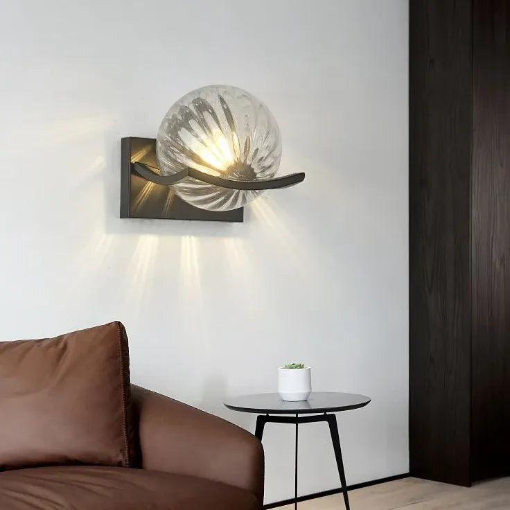 Modern Wave Shaped Glass Ball Wall Lights - Elegant LED Sconce Lighting for Bedroom, Living Room & Hallway Decor