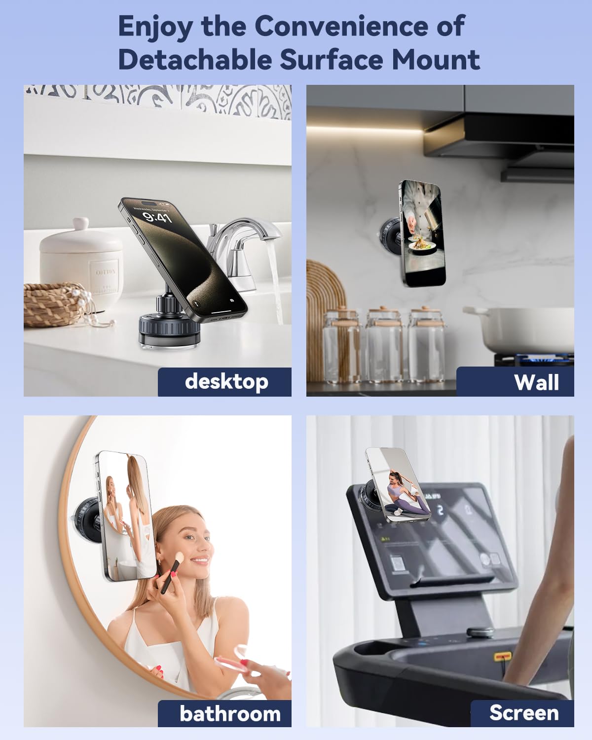 Magnetic Suction Cup Shower Phone Holder - Waterproof Bathroom Mirror Mount for iPhone 16/15/14/13/12 & MagSafe Phones | Wall Stick Phone Stand for Shower, Makeup Mirror & Bathroom Use