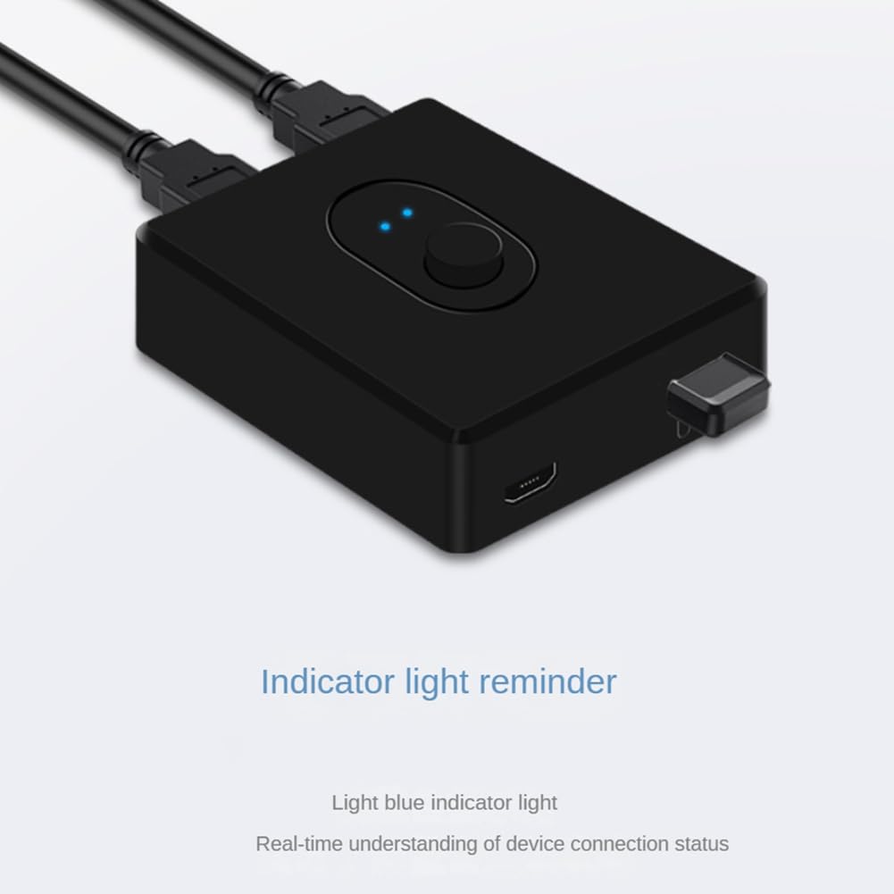 Gotoger 1X2/2X1 USB Switch Splitter - Share Keyboard & Mouse Between 2 Computers - Compatible with Laptop, PC, Printer - Durable ABS Material - Perfect for Home Office, Gaming & Multi-Device Workstations