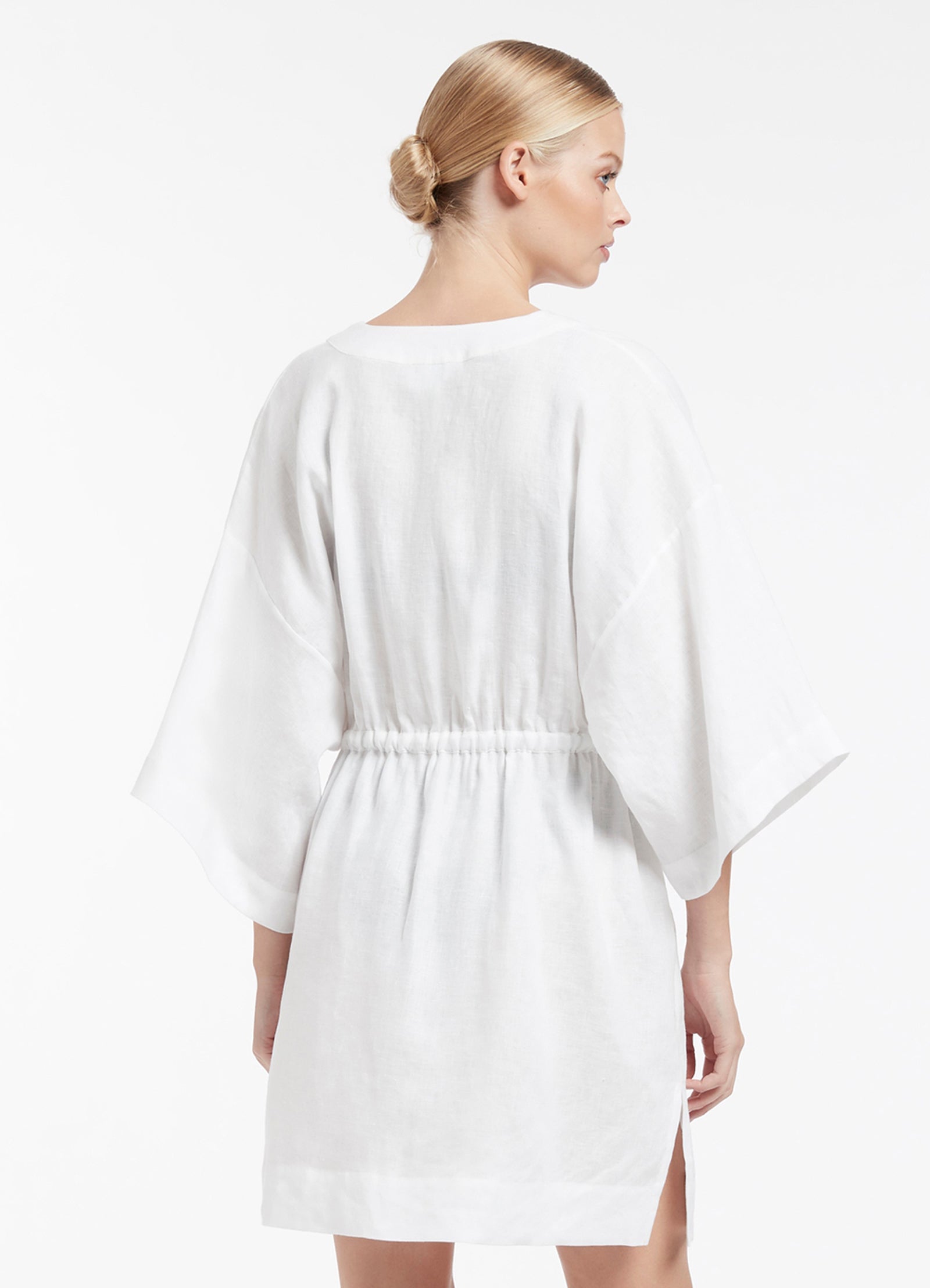 Jetset Gather Front Kaftan Dress for Women - Flowy White Boho Maxi Dress - Perfect for Beach Vacation, Summer Outfits & Boho Chic Style