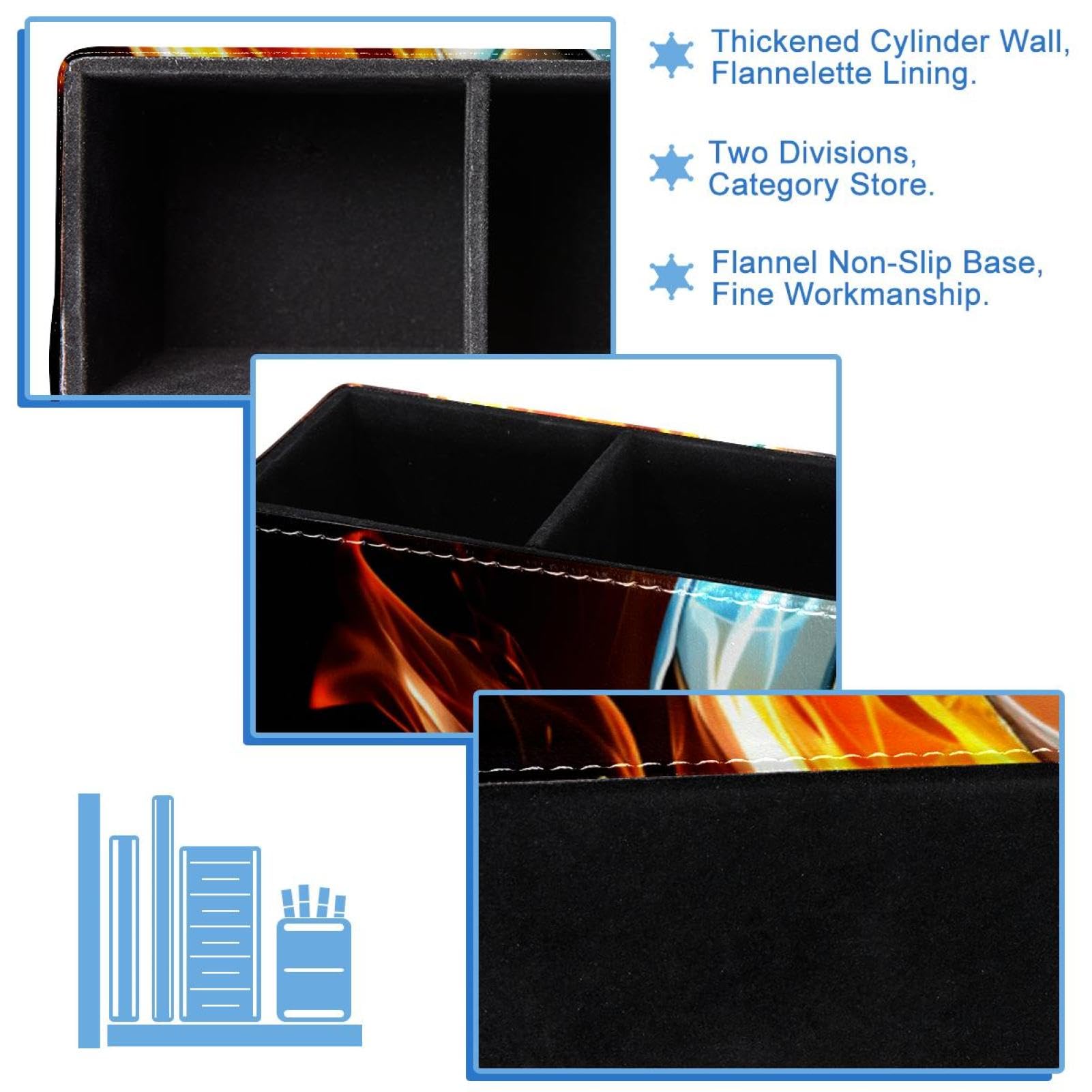 Premium Pen Holder for Desk - Stylish Pencil Organizer with Flaming Football Design, Perfect Office Supplies for Home & Workspace Organization