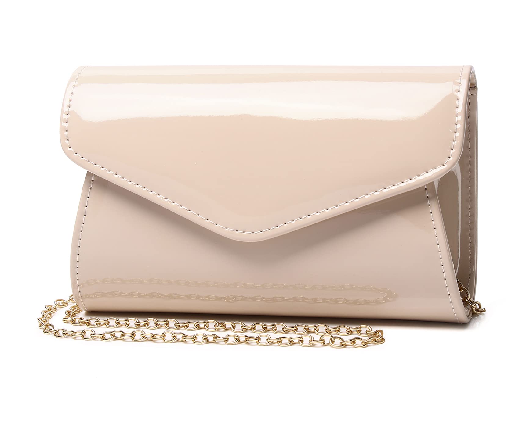 Shiny Patent Leather Envelope Clutch Purse for Women - Elegant Foldover Evening Bag & Handbag for Parties, Weddings, and Special Occasions