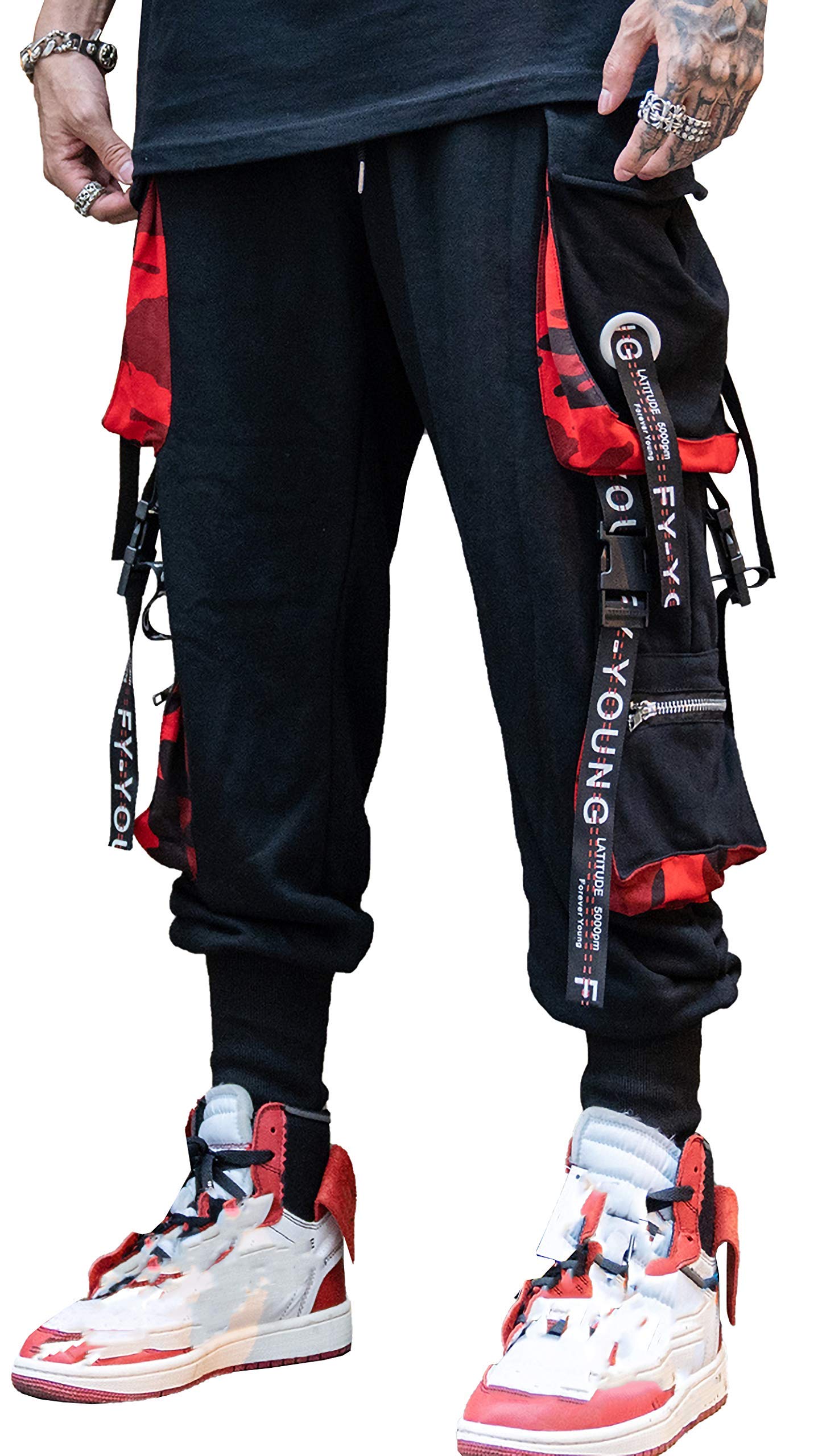 Ambcol Men's Punk Jogger Sport Harem Pants - Stylish Streetwear Sweatpants for Hip Hop, Skateboarding & Casual Wear