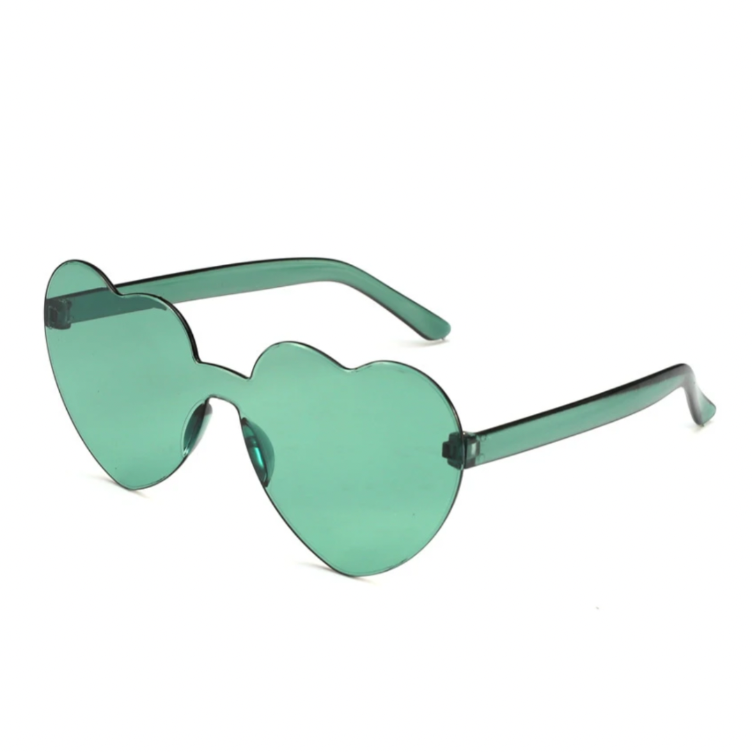Stylish Rimless Heart-Shaped Sunglasses in Green - Trendy UV Protection for Women, Perfect for Summer Outfits & Beach Vacations