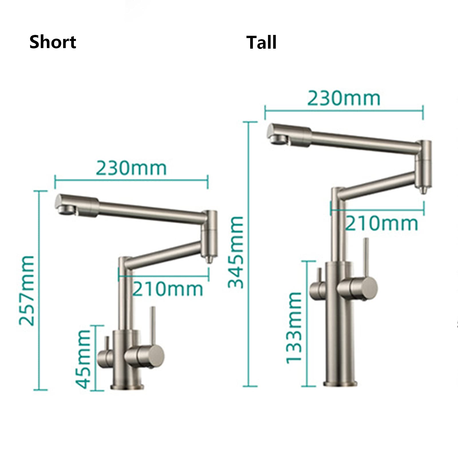 Black Tall Deck Mount Pot Filler Kitchen Faucet with Dual Handle Hot & Cold Water Mixer Tap & Drinking Water Spout - Ideal for Cooking, Filling Pots & Washing Dishes
