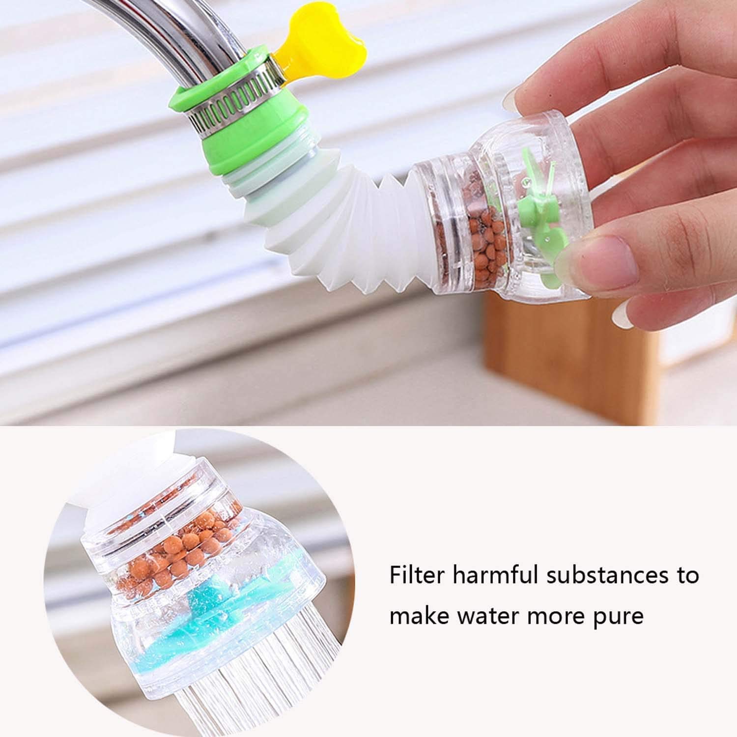 NOBILEA Flexible Kitchen Sink Faucet Extender - Anti-Splash Water Saving Rotatable Nozzle with Expandable Water Filter Shower Head - Perfect for Washing Dishes, Filling Pots & Cleaning Vegetables (Pack of 1)