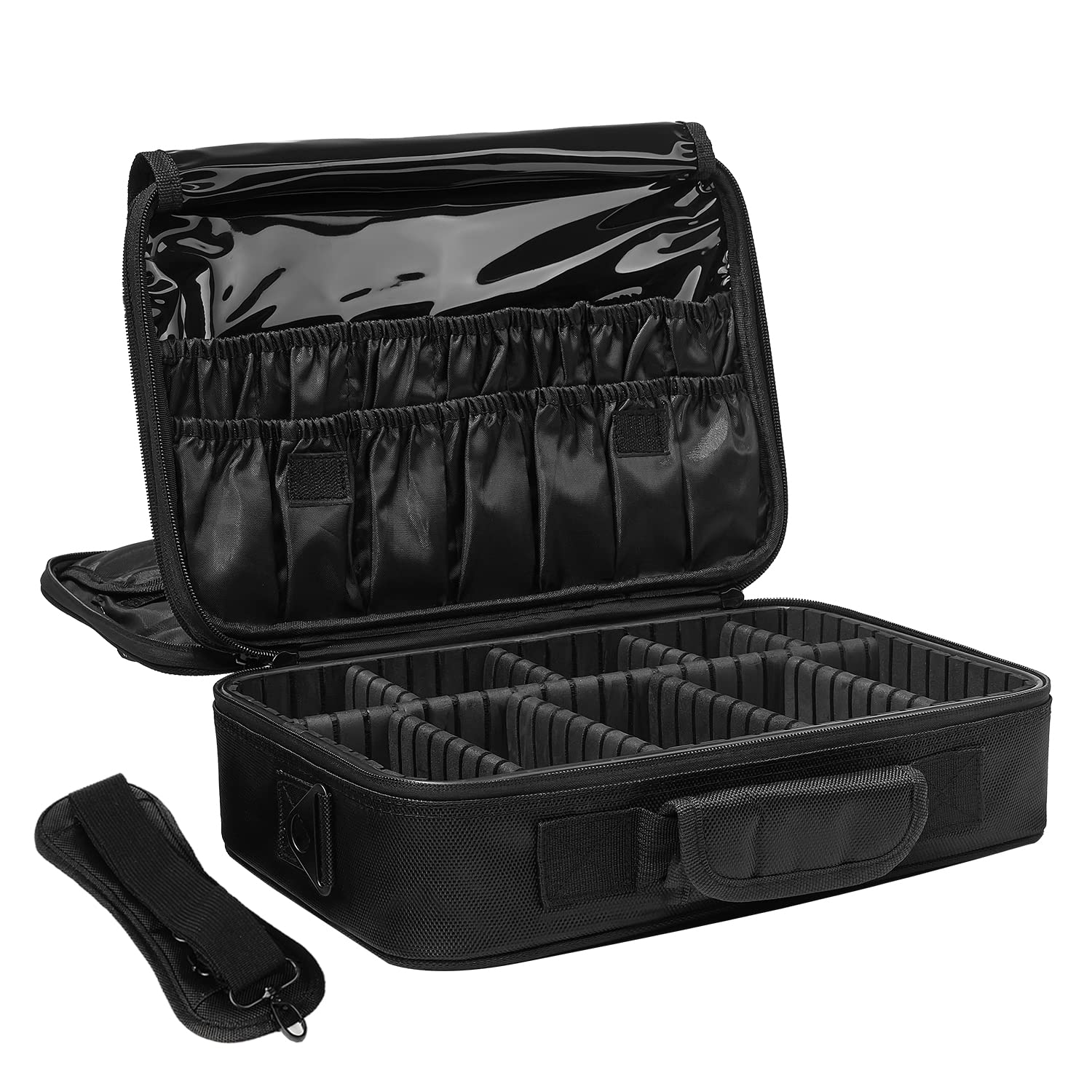VASKER Large Professional Makeup Train Case - 3 Layer Waterproof Travel Cosmetic Organizer with Adjustable Dividers, Portable Makeup Artist Storage Box for Women | Perfect for Travel, Salon, Bridal & Professional Makeup Artists
