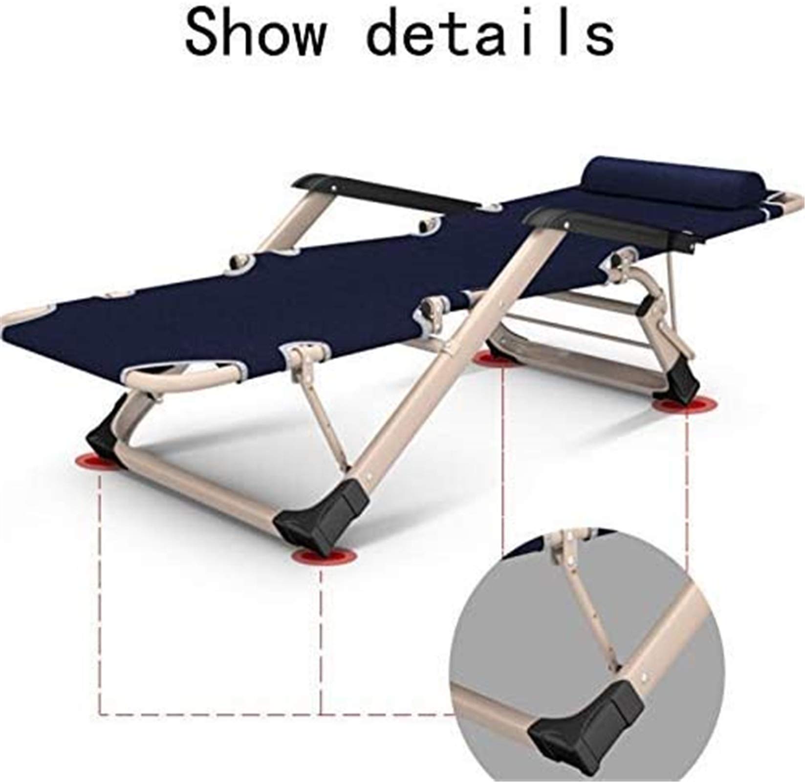 Lightweight 65cm Wide Folding Zero Gravity Chair - Heavy Duty 200KG Capacity Beach Lounger with Free Cushion - Perfect for Outdoor Relaxation in Garden, Patio, Camping & Beach (Dark Blue)