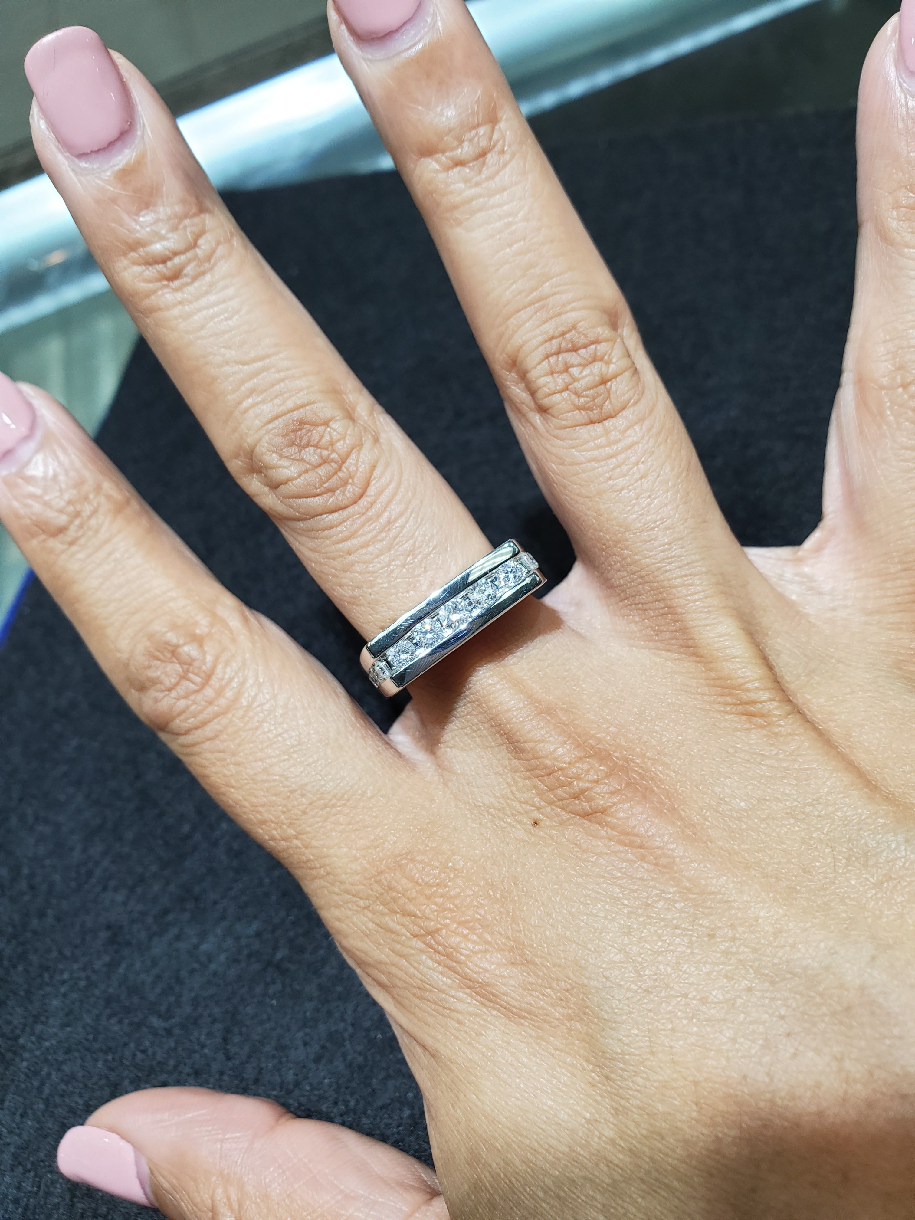 Men's 14k White Gold Diamond Wedding Band - 0.80cttw Elegant Ring for Engagement, Anniversary & Special Occasions