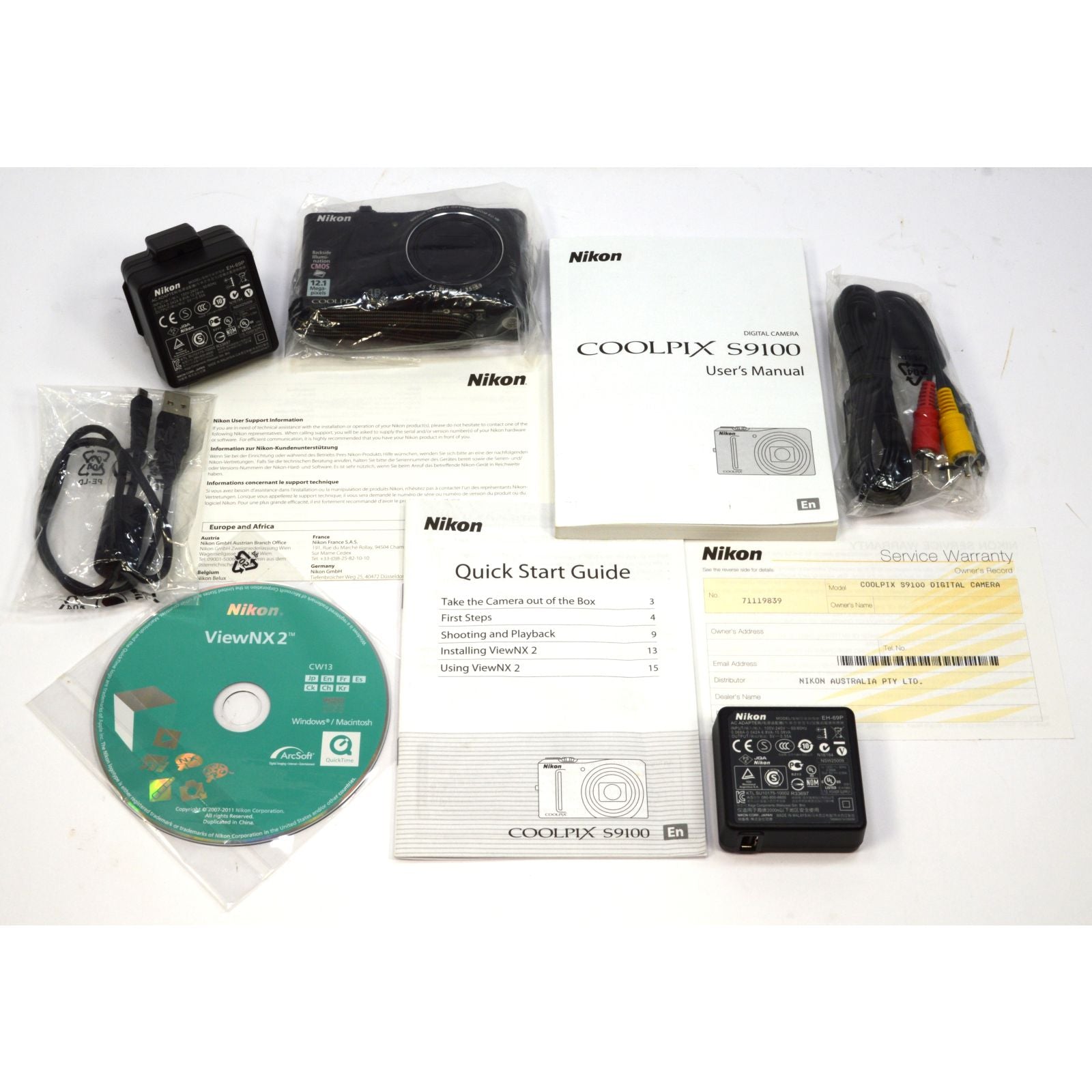 New in Opened Box Nikon Coolpix S9100 Digital Camera - 12.1MP HD Black - Complete with Accessories for Travel & Photography Enthusiasts